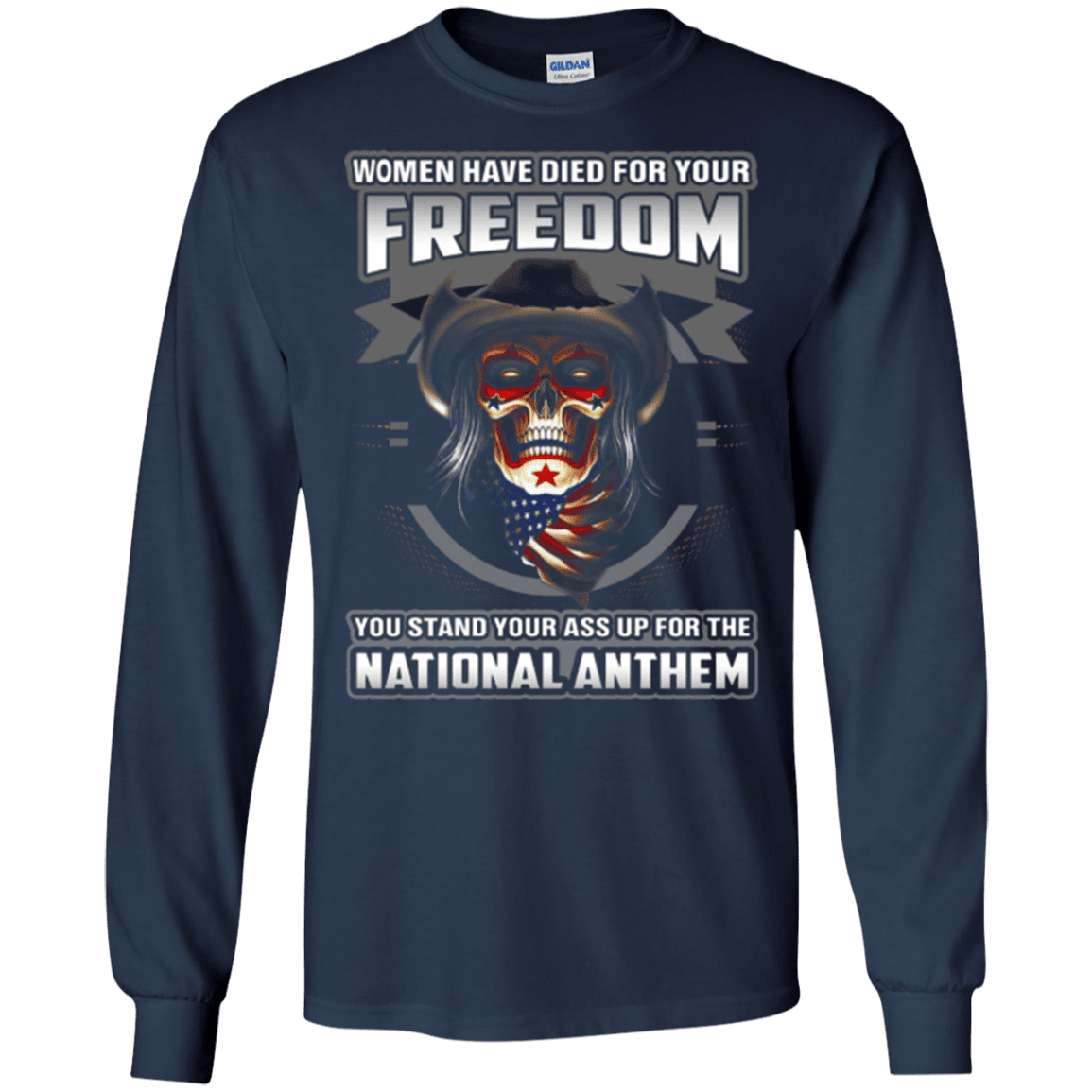 Military T-Shirt "Women Have Died For Your Freedom Stand Up For The National Anthem"-TShirt-General-Veterans Nation