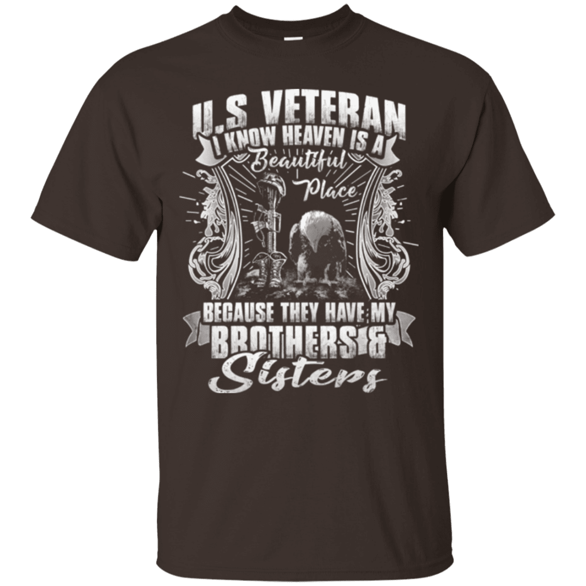 Military T-Shirt "HEAVEN IS THE BEAUTIFUL PLACE WITH BROTHERS AND SISTERS VETERAN"-TShirt-General-Veterans Nation