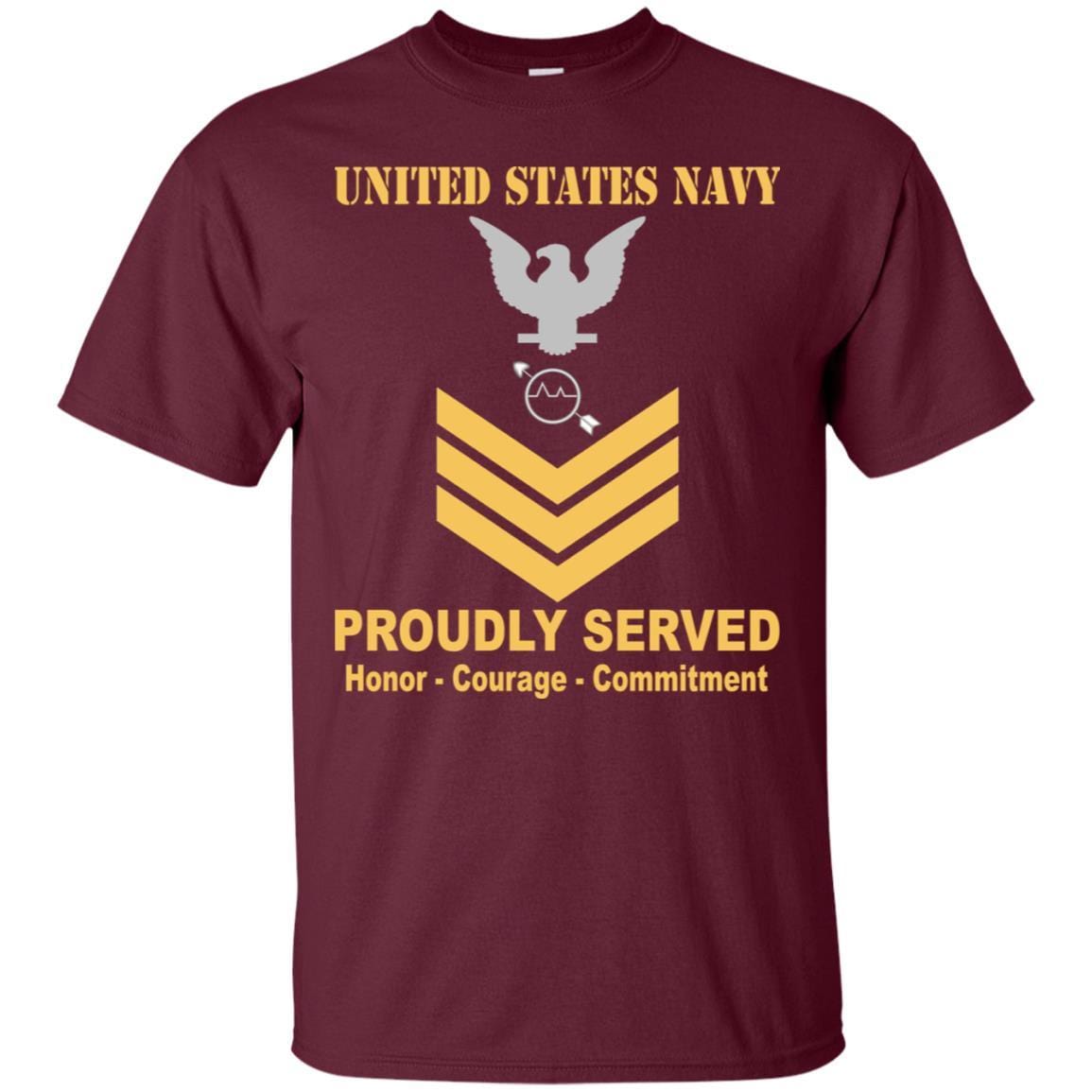 U.S Navy Operations specialist Navy OS E-6 Rating Badges Proudly Served T-Shirt For Men On Front-TShirt-Navy-Veterans Nation