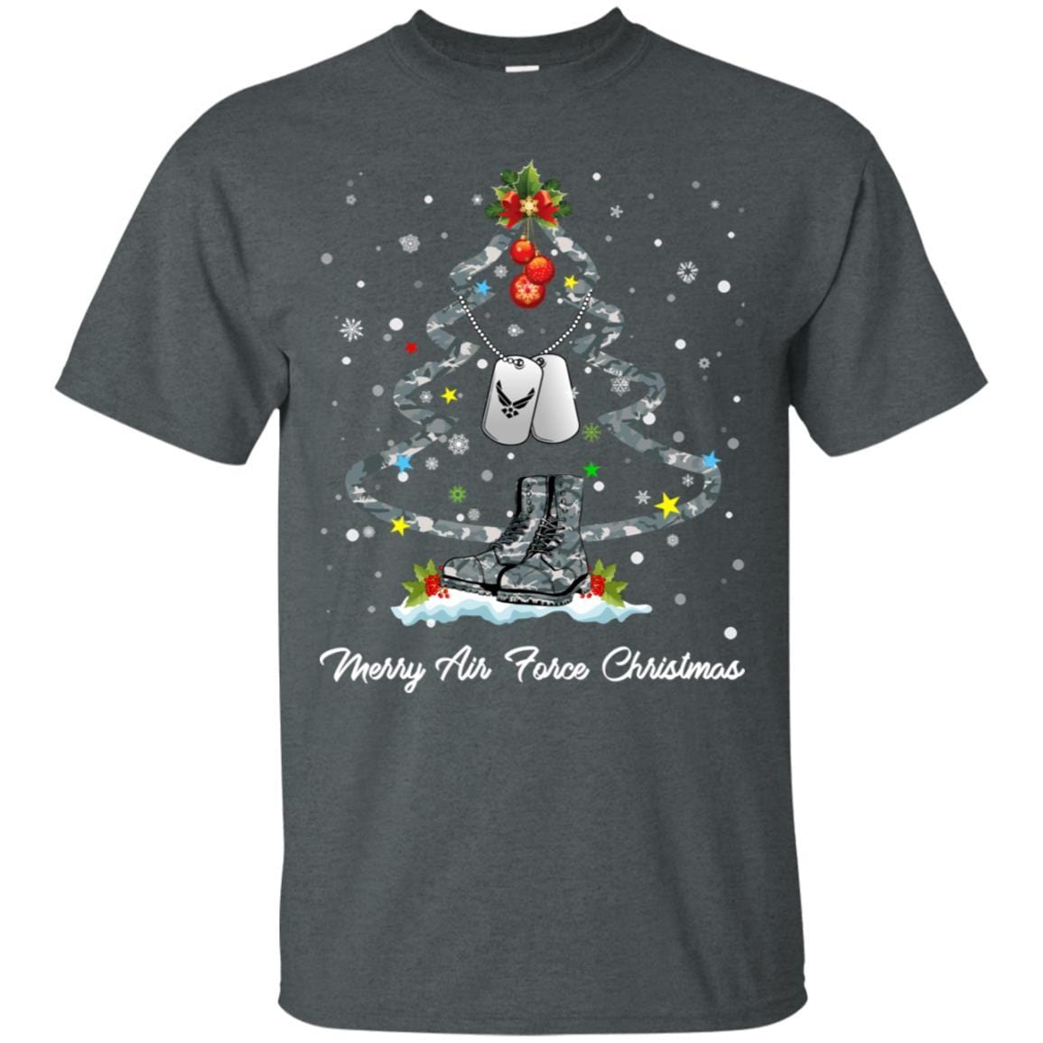 Merry Air Force Christmas T-Shirt For Men On Front-TShirt-USAF-Veterans Nation