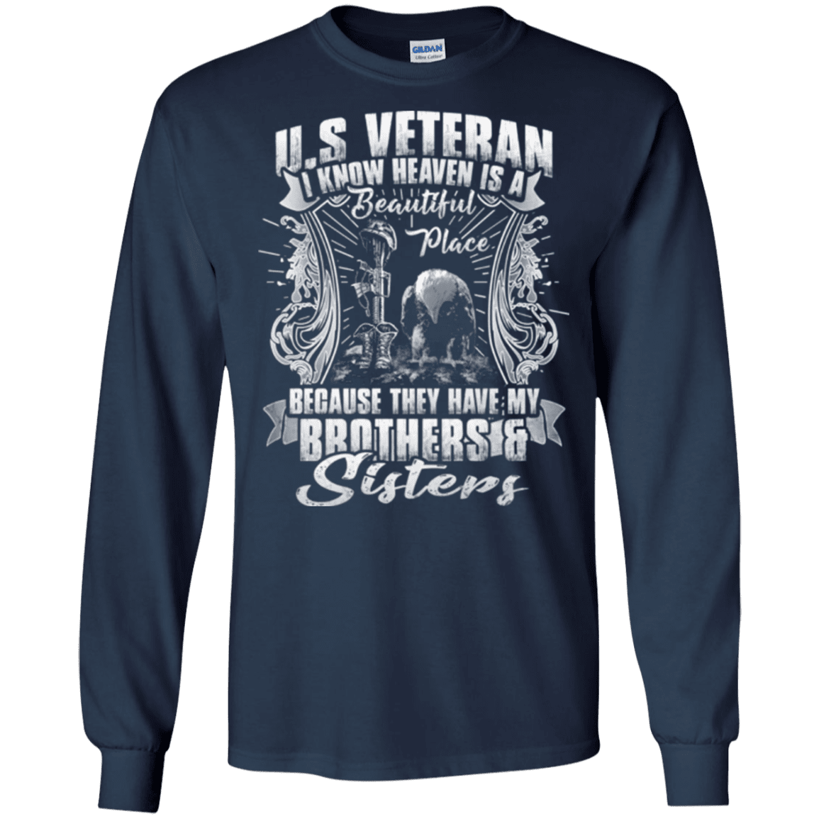 Military T-Shirt "HEAVEN IS THE BEAUTIFUL PLACE WITH BROTHERS AND SISTERS VETERAN"-TShirt-General-Veterans Nation