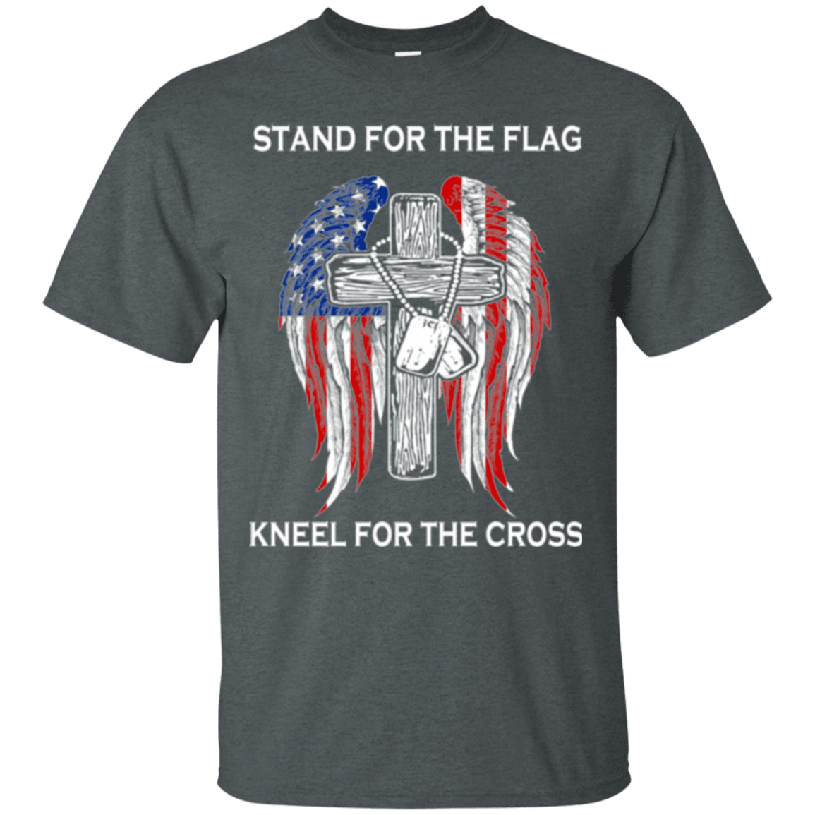 Military T-Shirt "Stand For The Flag Kneel For The Cross"-TShirt-General-Veterans Nation