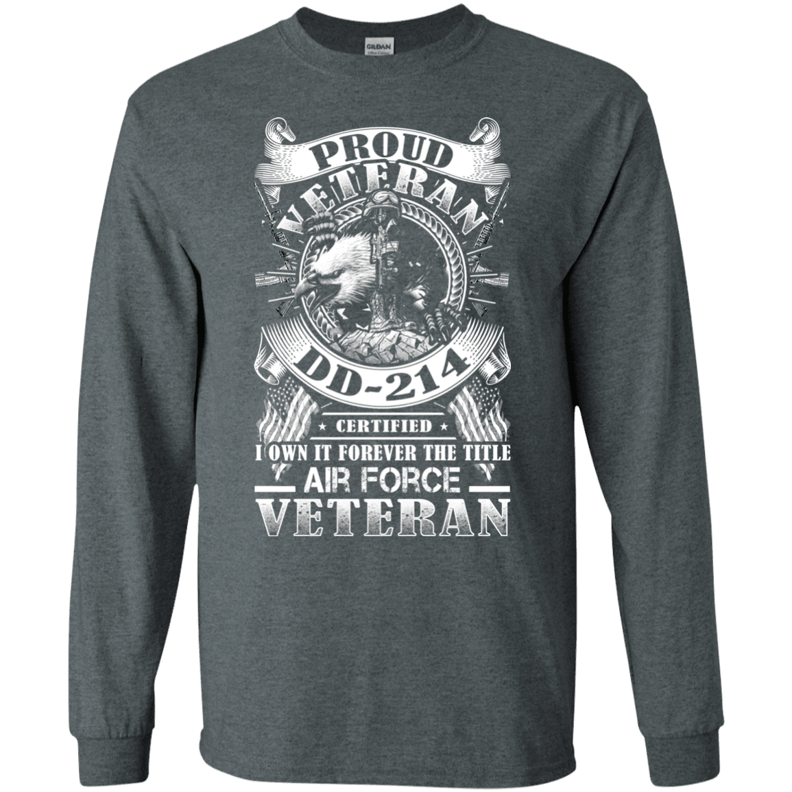 Proud Air Force Veteran DD214 Front T Shirts-TShirt-USAF-Veterans Nation