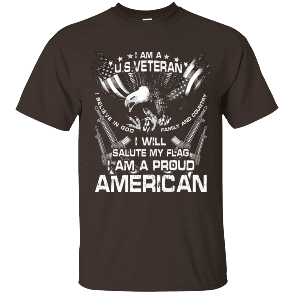 Military T-Shirt "I WILL SALUTE MY FLAG PROUD AMERICAN"-TShirt-General-Veterans Nation