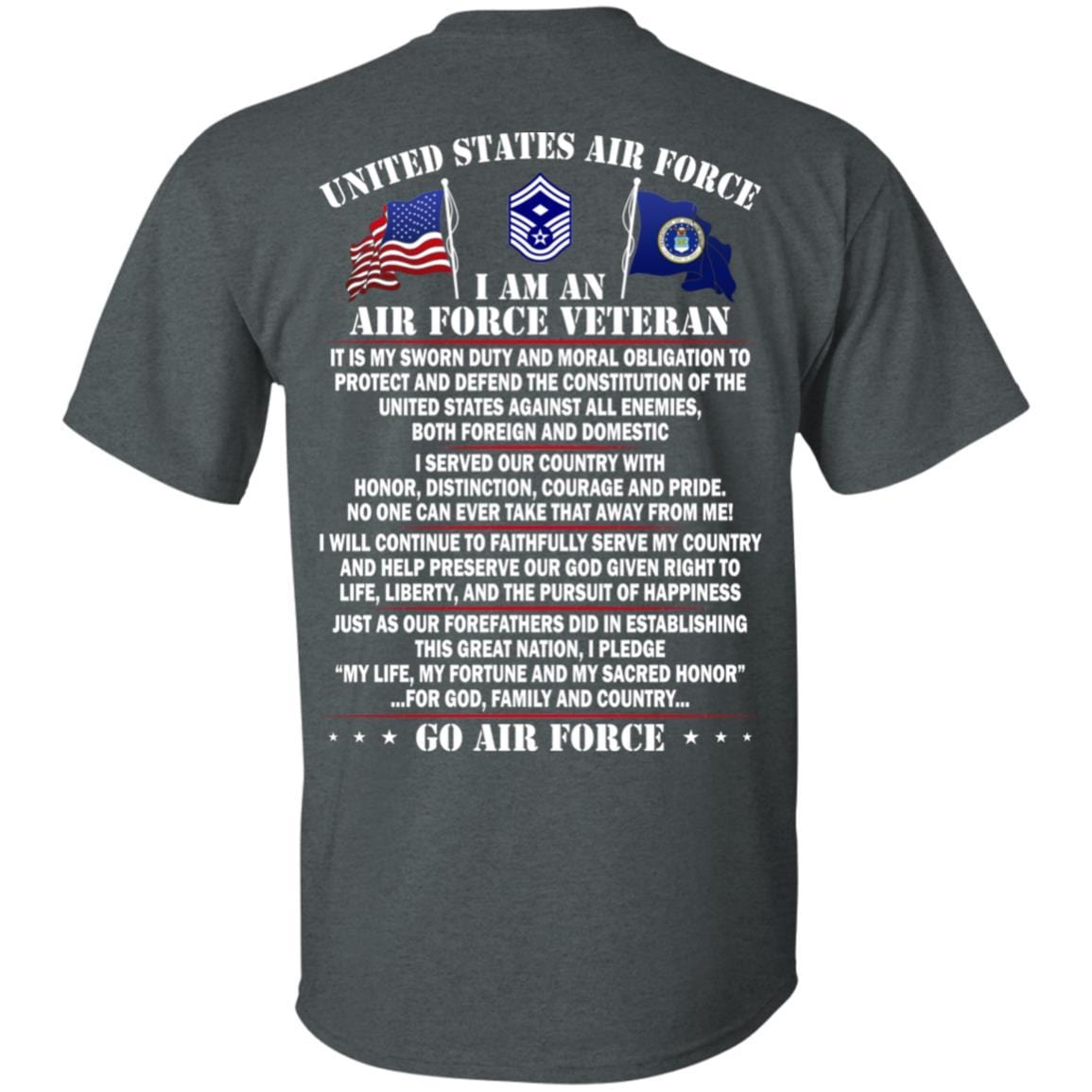 US Air Force E-8 First sergeant E-8 Rank - Go Air Force T-Shirt On Back-TShirt-USAF-Veterans Nation