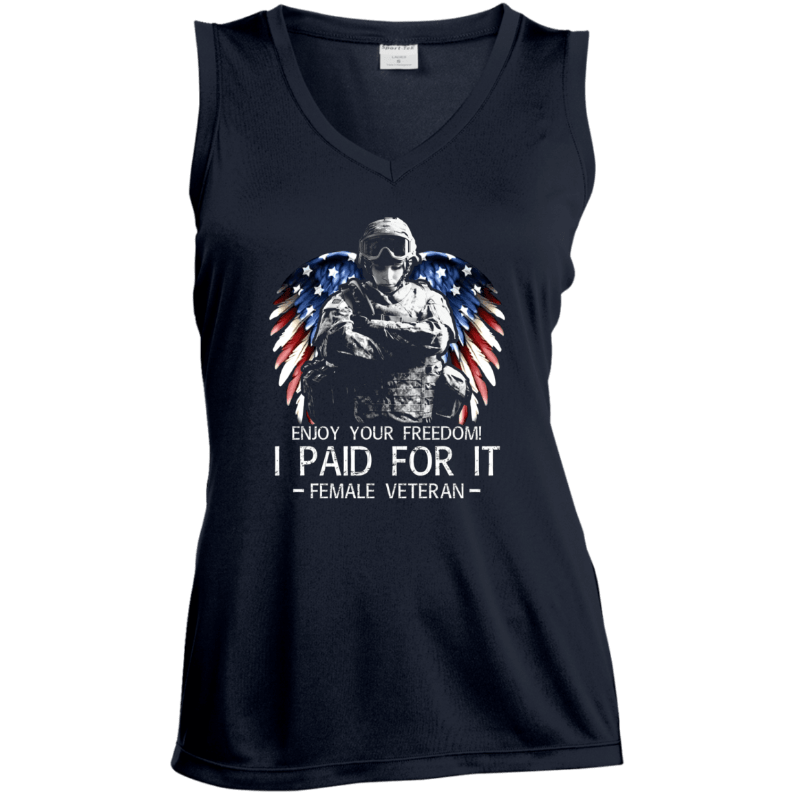 Military T-Shirt "Female Veteran - Enjoy your freedom I paid for it Women" Front-TShirt-General-Veterans Nation