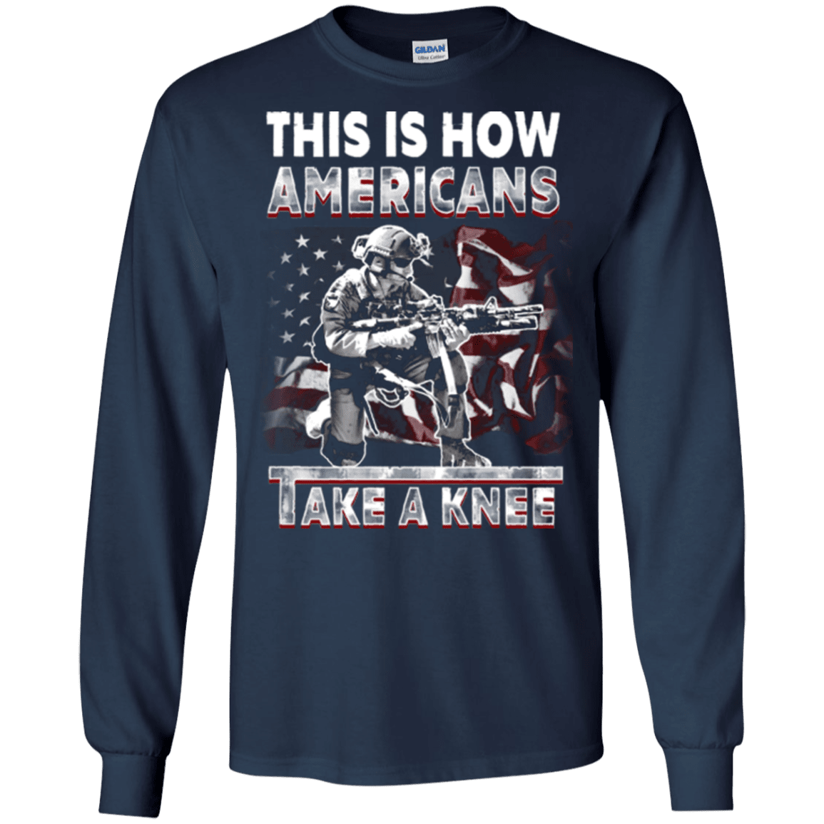 Military T-Shirt "This Is How Americans Take A Knee"-TShirt-General-Veterans Nation