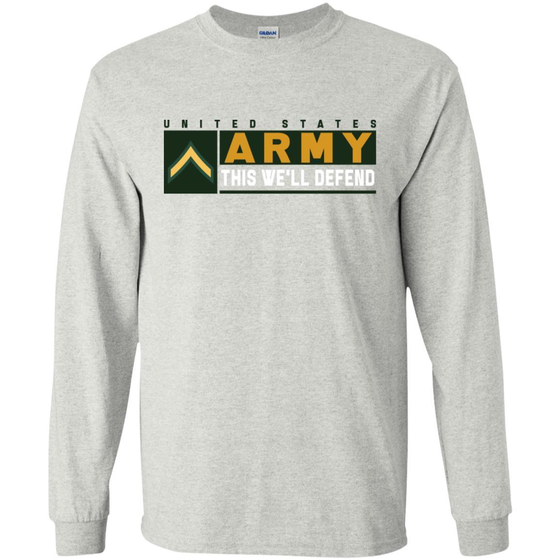 US Army E-2 Private Second Class This We Will Defend Long Sleeve - Pullover Hoodie-TShirt-Army-Veterans Nation