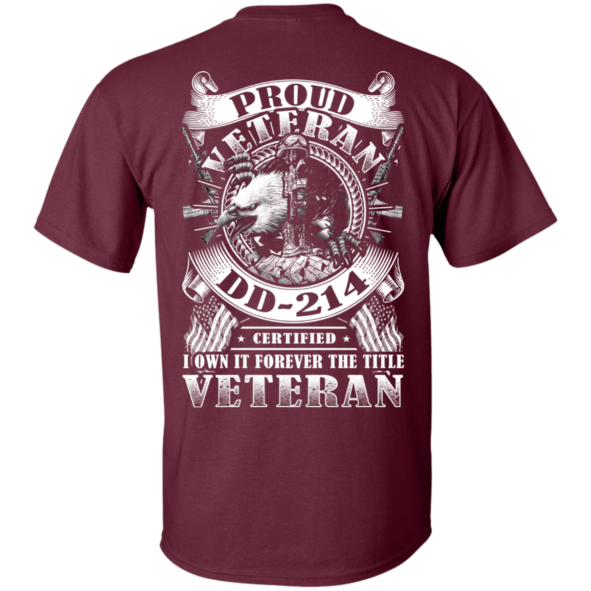 Military T-Shirt "Proud Veteran DD 214 Back"-TShirt-General-Veterans Nation