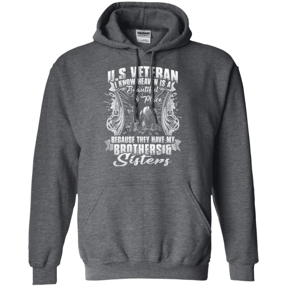 Military T-Shirt "HEAVEN IS THE BEAUTIFUL PLACE WITH BROTHERS AND SISTERS VETERAN"-TShirt-General-Veterans Nation