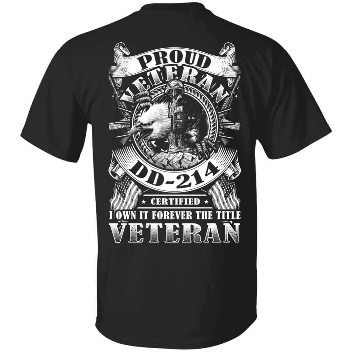 Military T-Shirt "Proud Veteran DD 214 Back"-TShirt-General-Veterans Nation