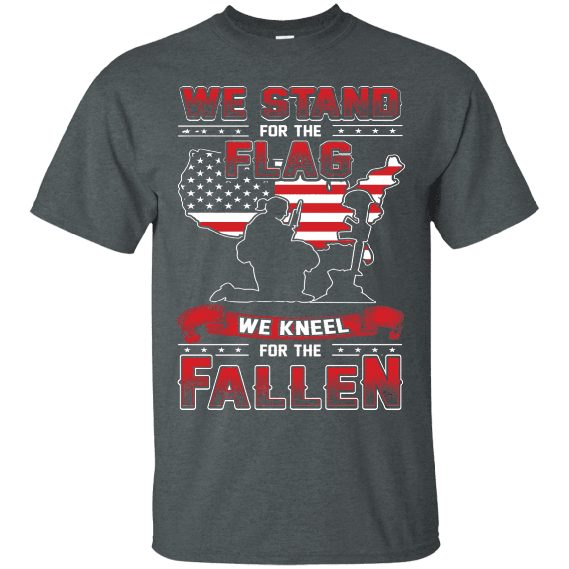Military T-Shirt "Stand For The Flag, Kneel For The Fallen Female Veterans" Front-TShirt-General-Veterans Nation