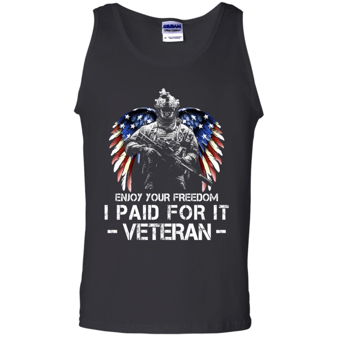 Military T-Shirt "Enjoy Your Freedom - I Paid For It Veteran Men On" Front-TShirt-General-Veterans Nation