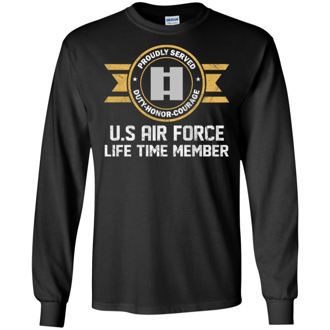 Life time member-US Air Force O-3 Captain Capt O3 Commissioned Officer Ranks Men T Shirt On Front-TShirt-USAF-Veterans Nation