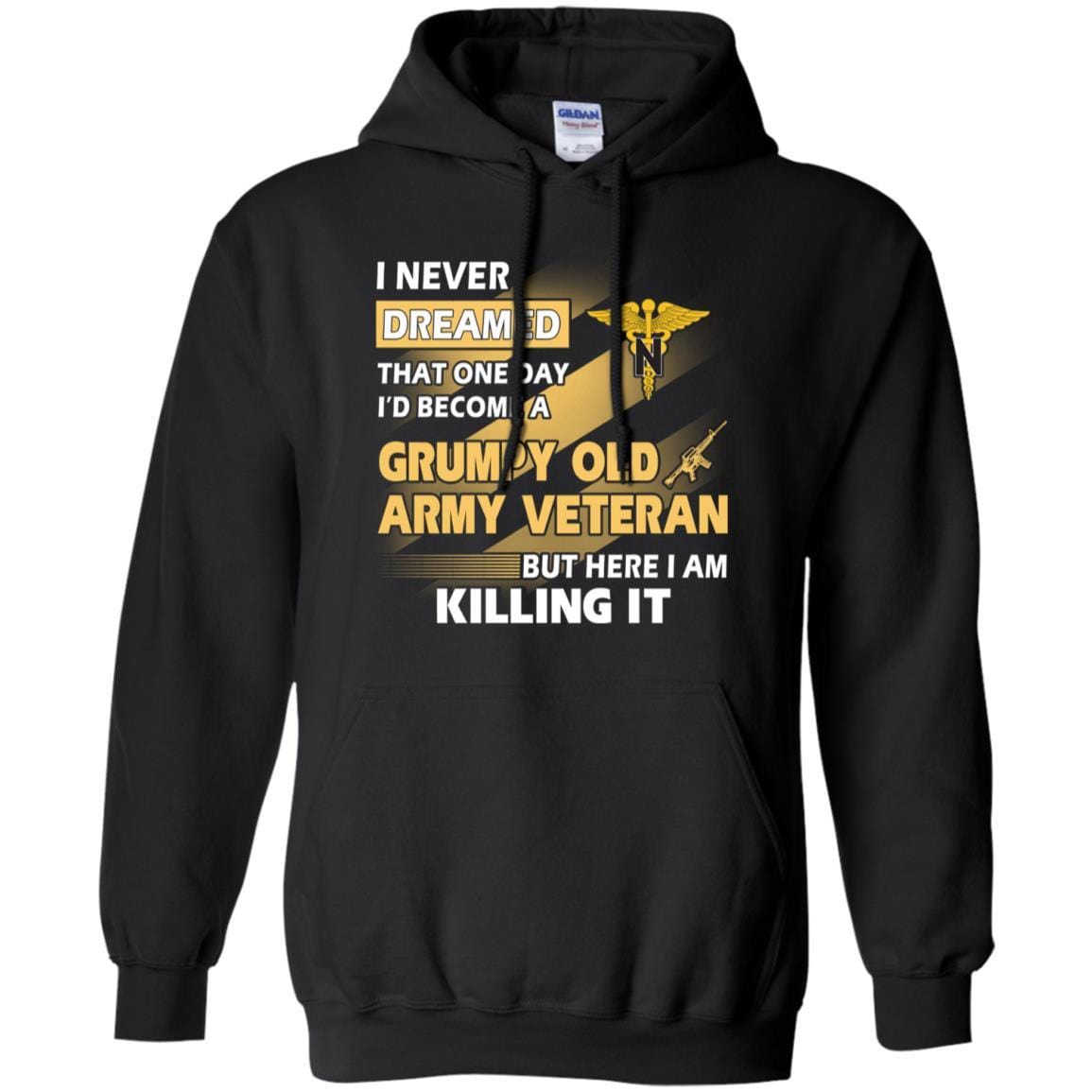 US Army T-Shirt "Nurse Corps Grumpy Old Veteran" On Front-TShirt-Army-Veterans Nation