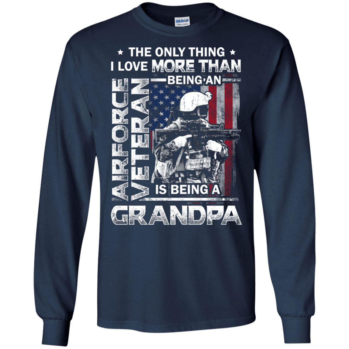 Military T-Shirt "Airforce Veteran I love Being A Grandpa Men" Front-TShirt-General-Veterans Nation