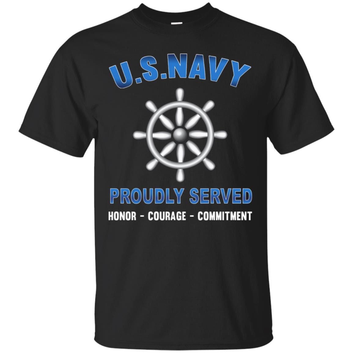Navy Quartermaster Navy QM - Proudly Served T-Shirt For Men On Front-TShirt-Navy-Veterans Nation