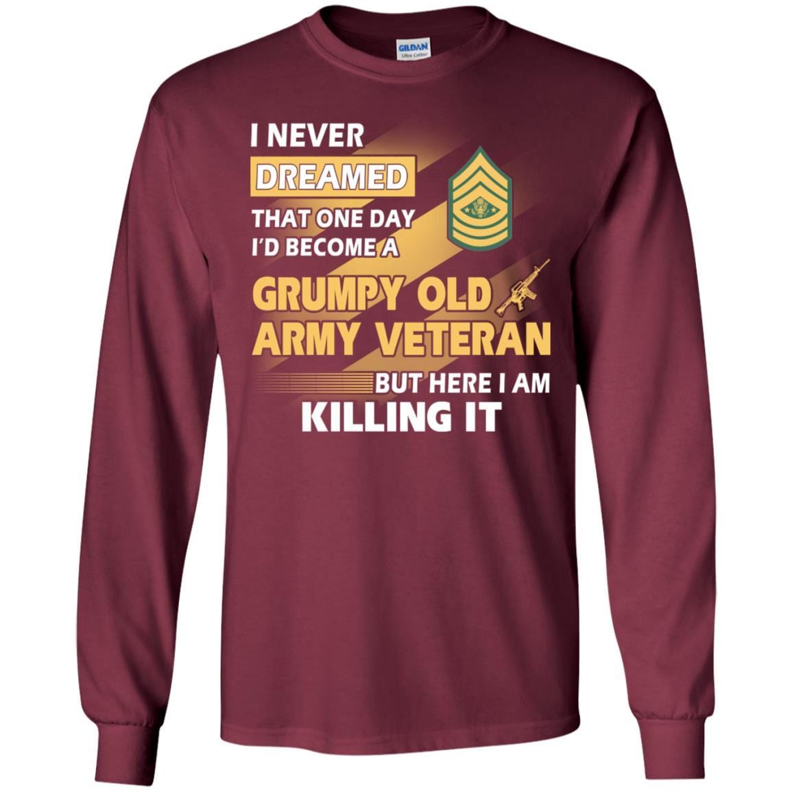US Army T-Shirt "Grumpy Old Veteran" E-9 Sergeant Major of the Army(SMA) On Front-TShirt-Army-Veterans Nation