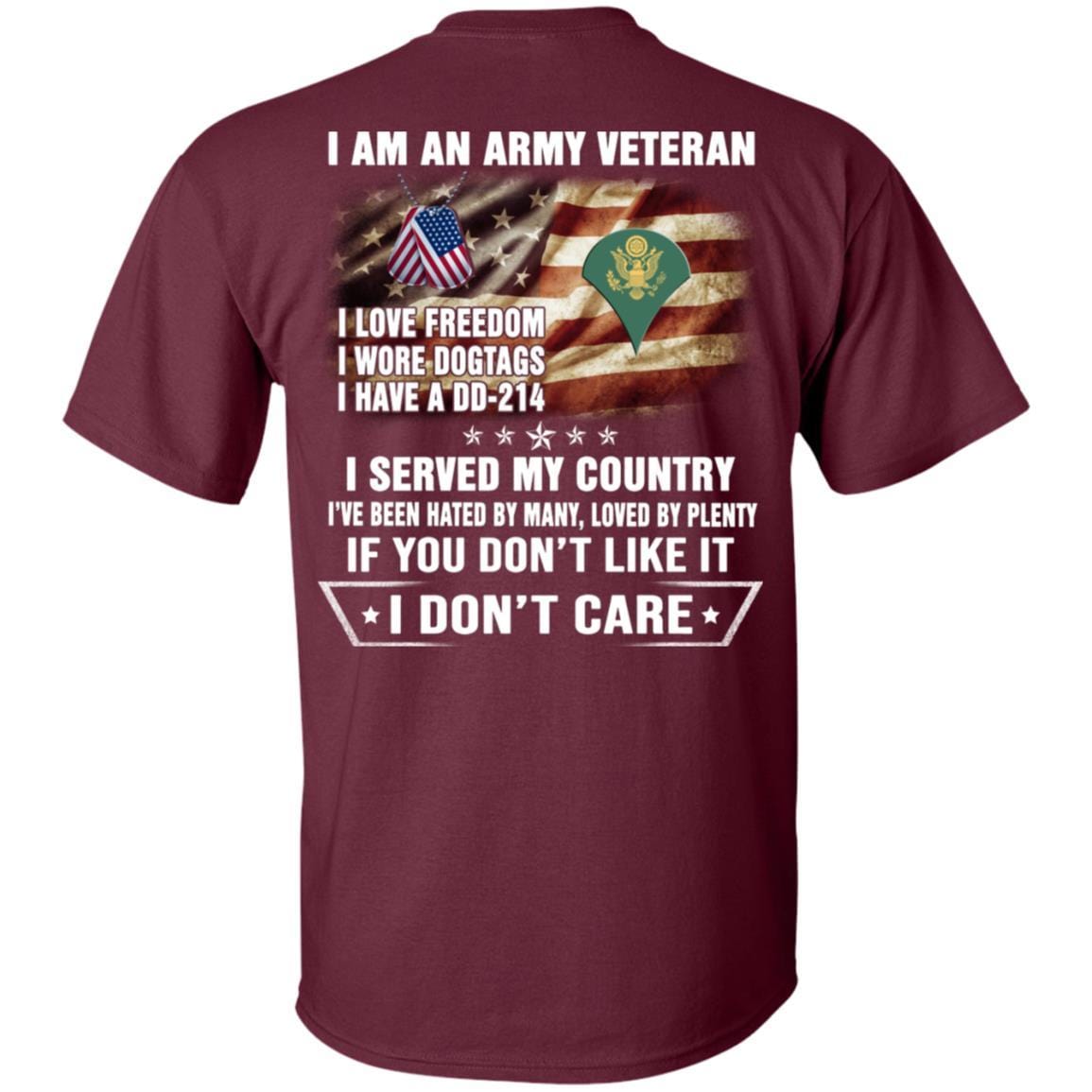 T-Shirt "I Am An Army Veteran" E-4 SPC(SP4)Rank On Back-TShirt-Army-Veterans Nation
