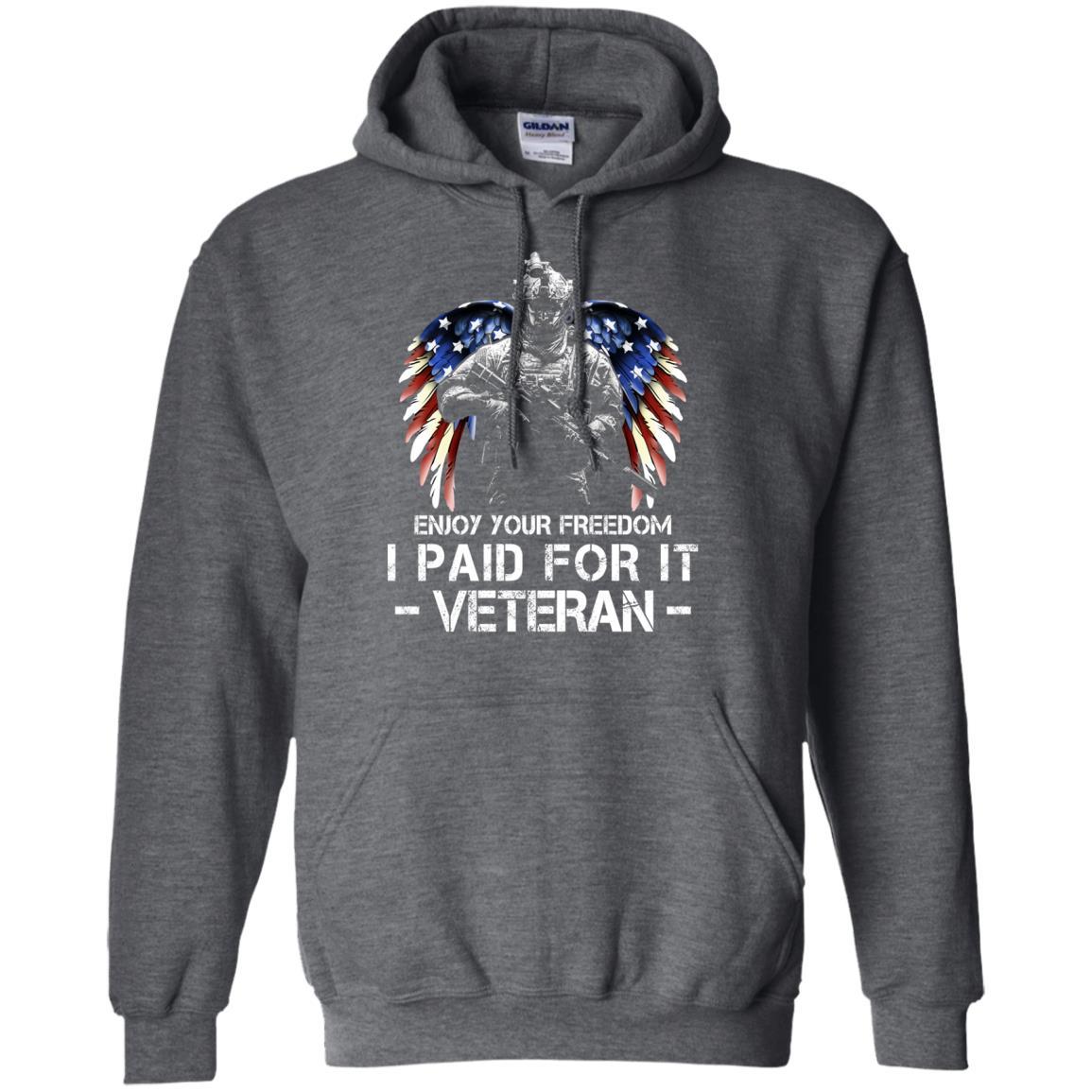 Military T-Shirt "Enjoy Your Freedom - I Paid For It Veteran Men On" Front-TShirt-General-Veterans Nation