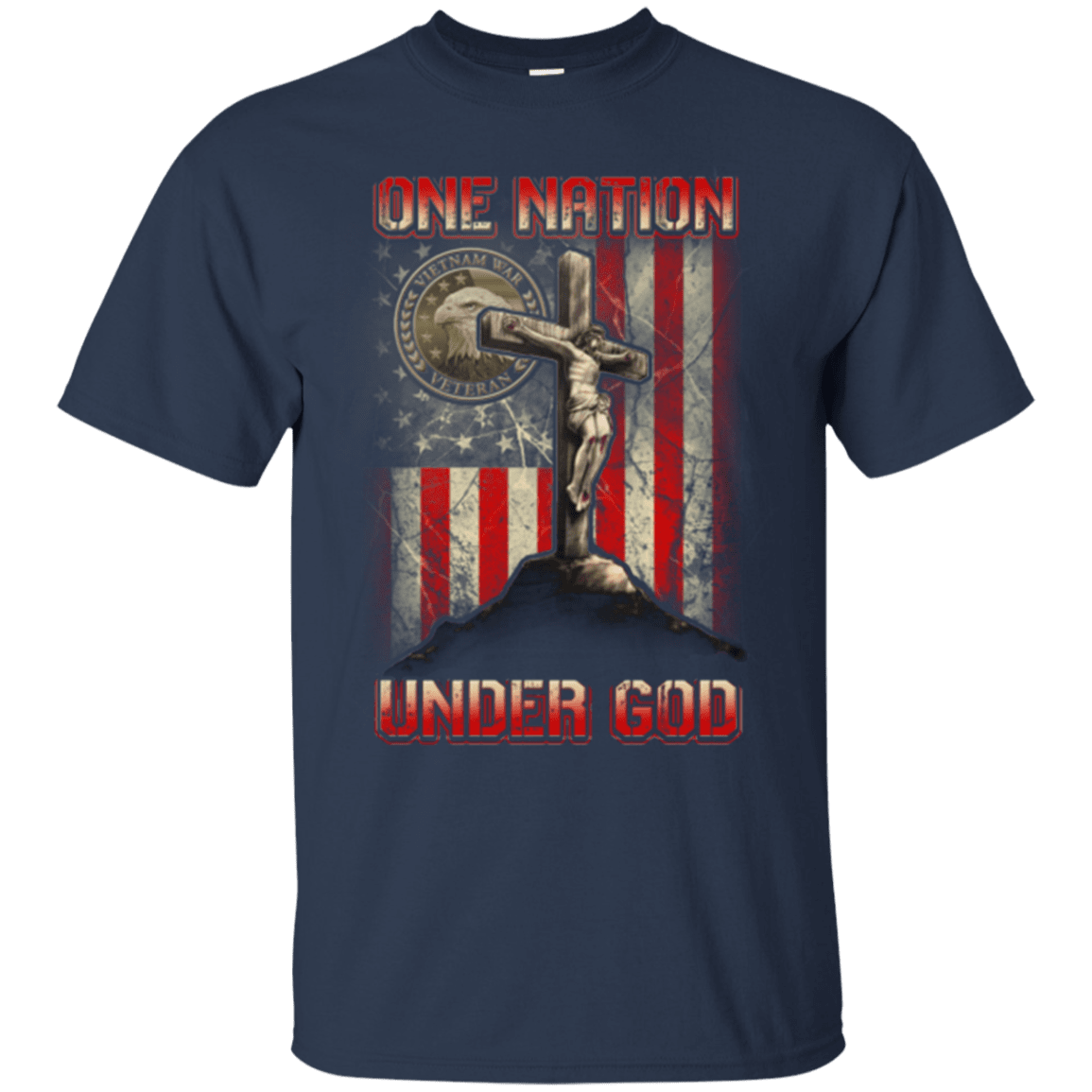 Military T-Shirt "ONE NATION UNDER GOD VIETNAM VETERAN"-TShirt-General-Veterans Nation