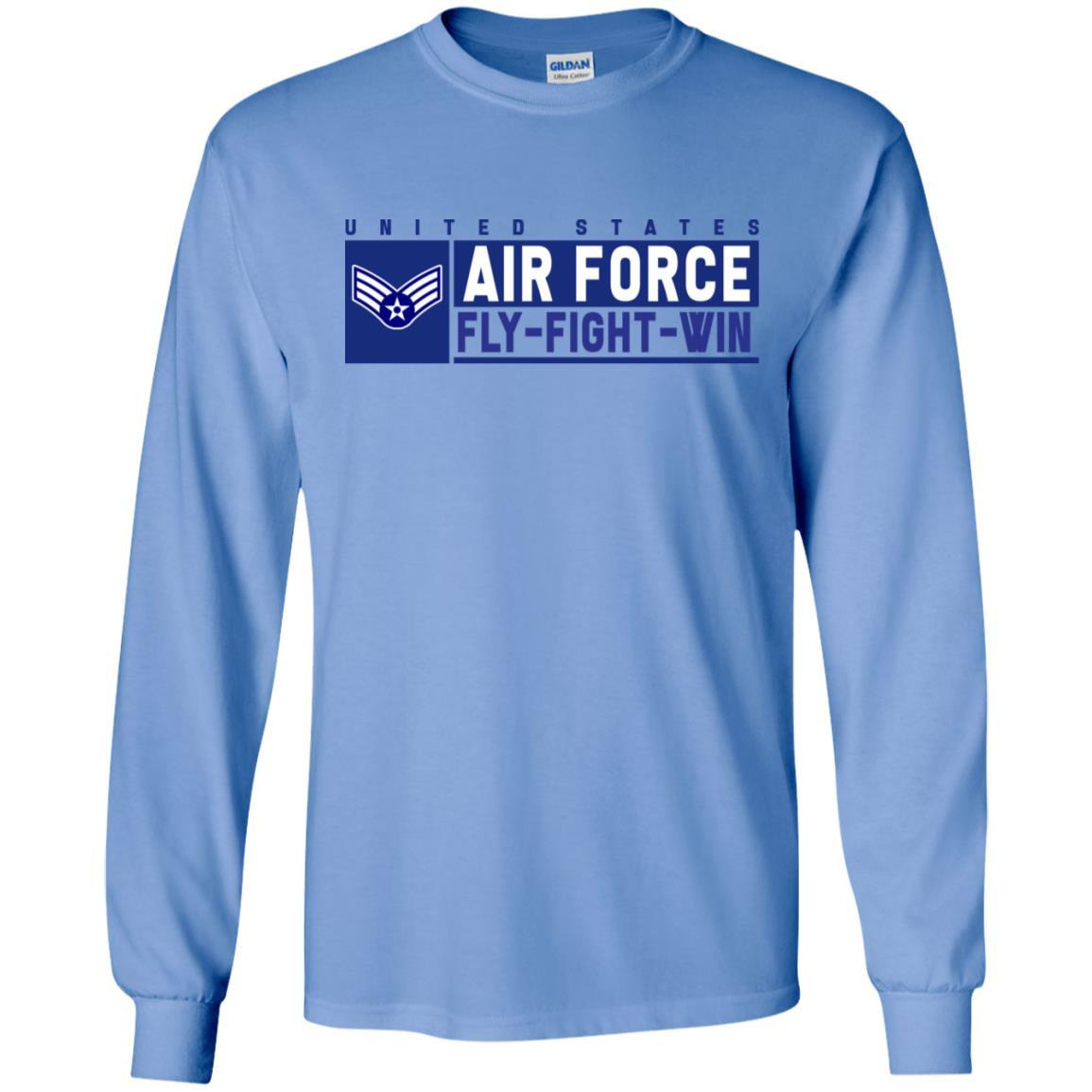 US Air Force E-4 Senior Airman Fly - Fight - Win T-Shirt On Front For Men-TShirt-USAF-Veterans Nation