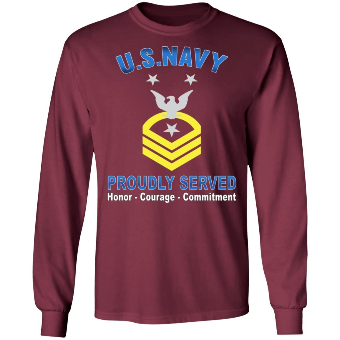 US Navy E-9 Command Master Chief Petty Officer E9 CMDCM Senior Enlisted Advisor Collar Device Proudly Served T-Shirt On Front-Apparel-Veterans Nation