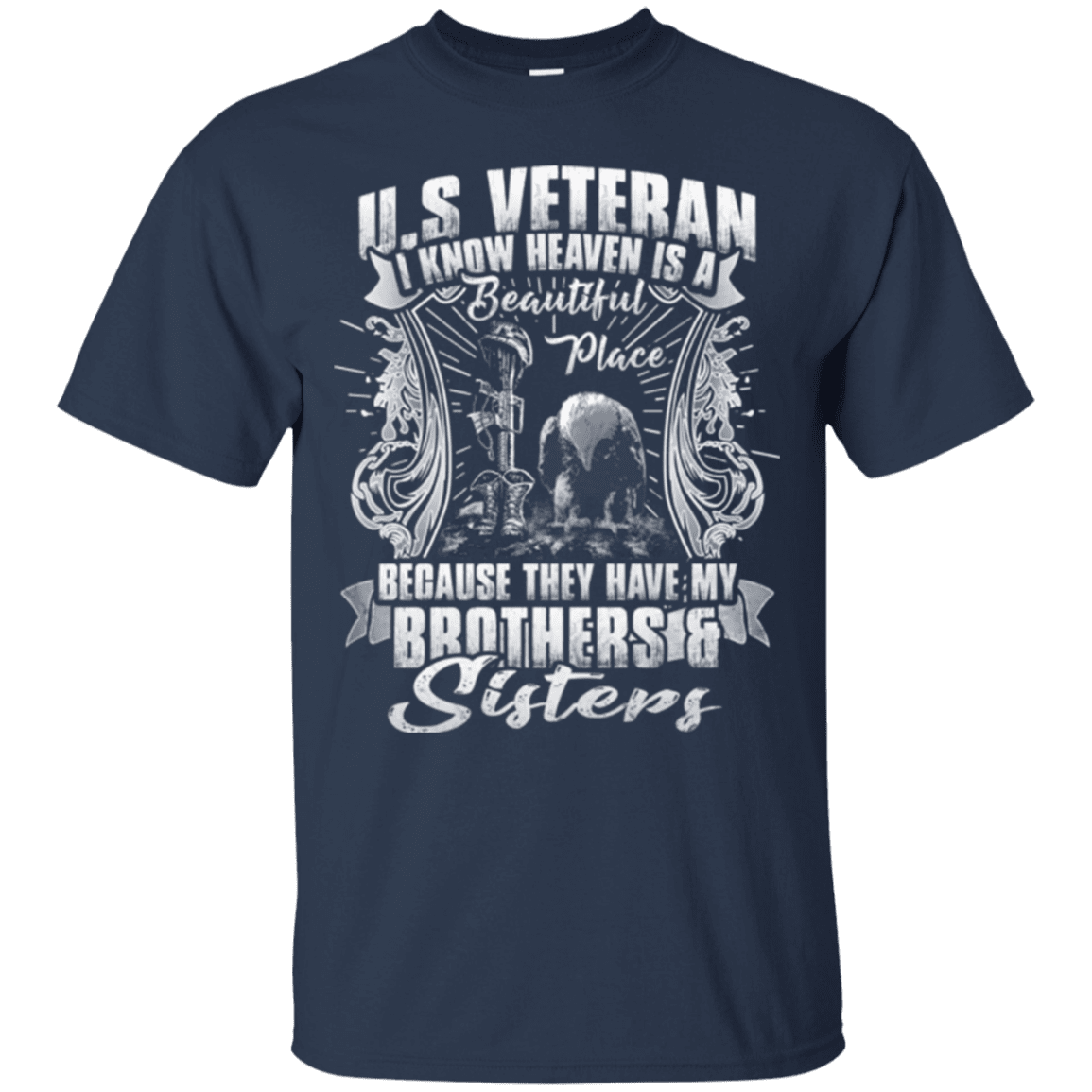 Military T-Shirt "HEAVEN IS THE BEAUTIFUL PLACE WITH BROTHERS AND SISTERS VETERAN"-TShirt-General-Veterans Nation