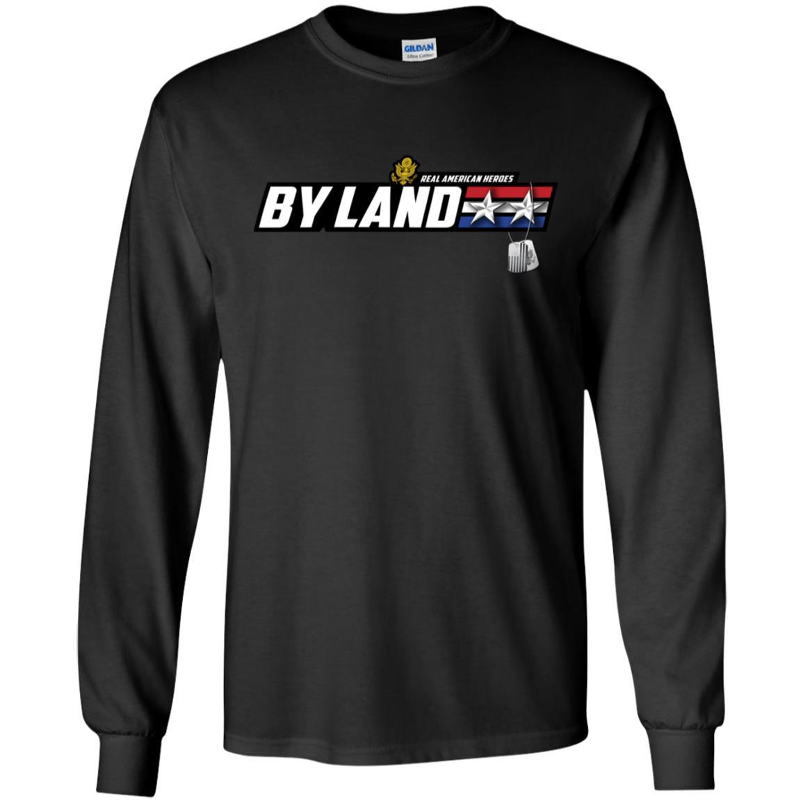 US Army T-Shirt "Real American Heroes By Land" O-8 Major General(MG) On Front-TShirt-Army-Veterans Nation
