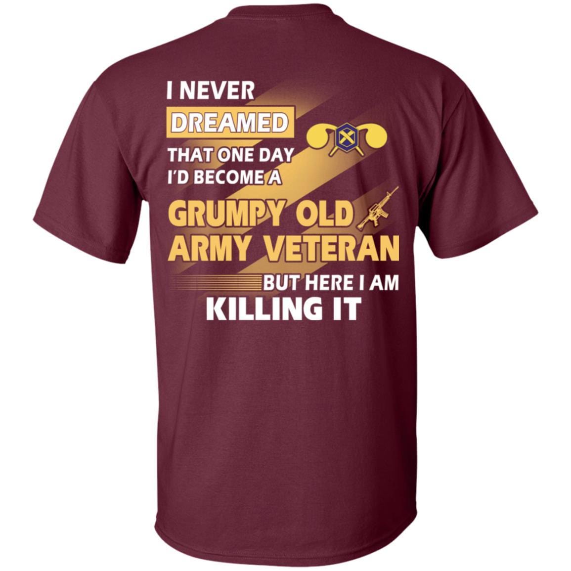US Army T-Shirt "Chemical Corps Grumpy Old Veteran" On Back-TShirt-Army-Veterans Nation