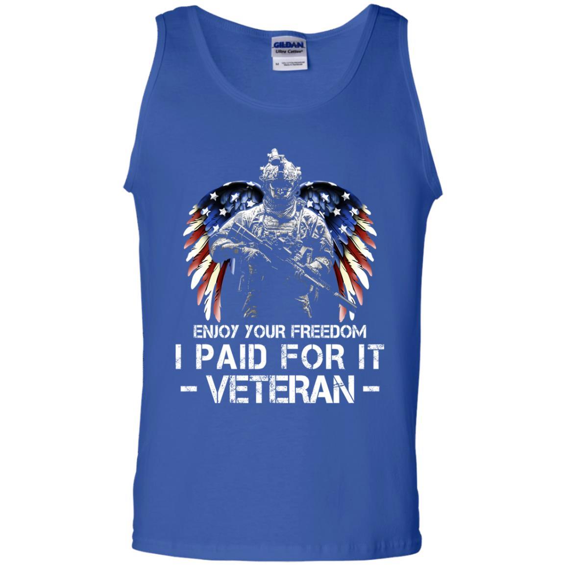 Military T-Shirt "Enjoy Your Freedom - I Paid For It Veteran Men On" Front-TShirt-General-Veterans Nation