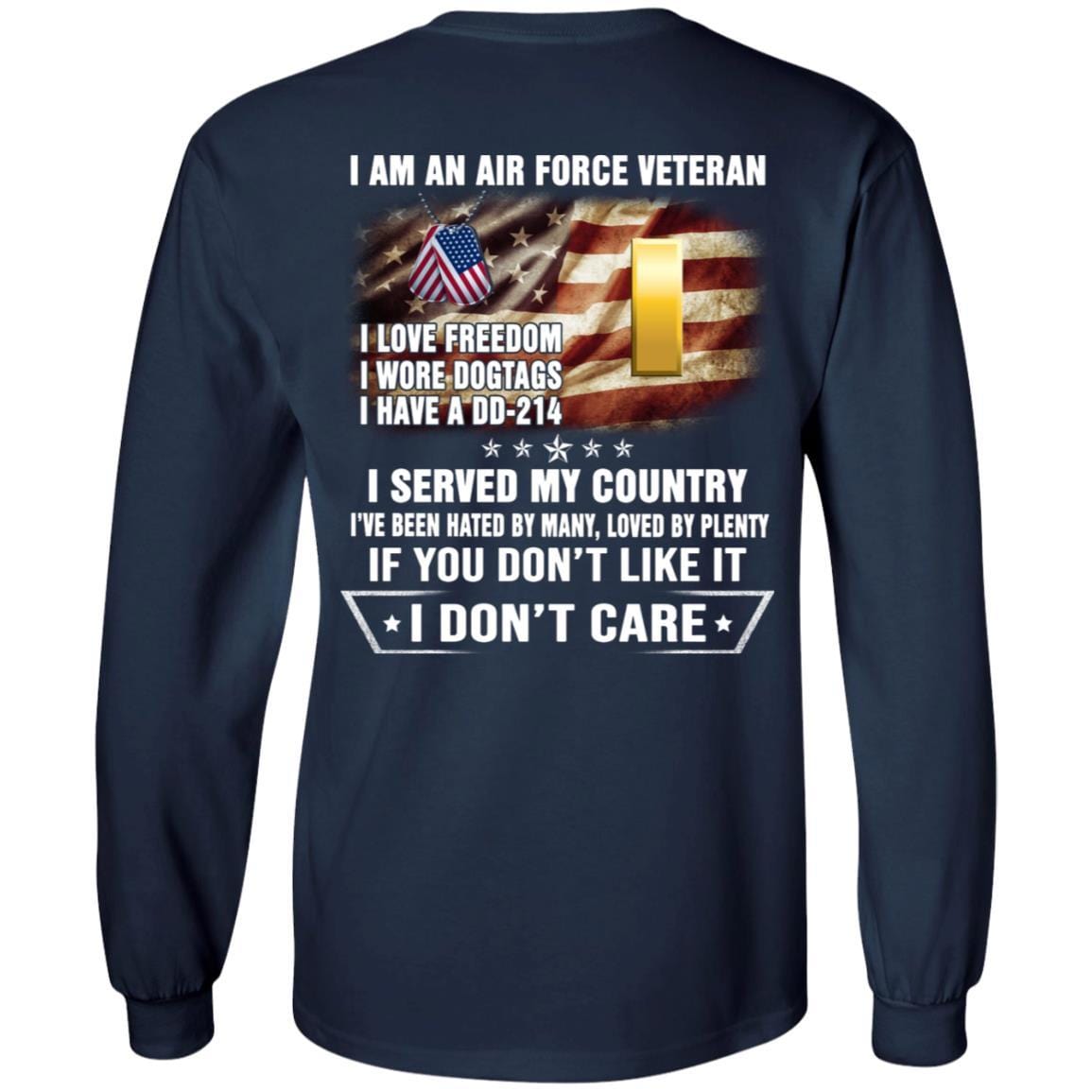 I Am An Air Force O-1 Second Lieutenant 2d Lt O1 Commissioned Officer Ranks Veteran T-Shirt On Back-TShirt-USAF-Veterans Nation