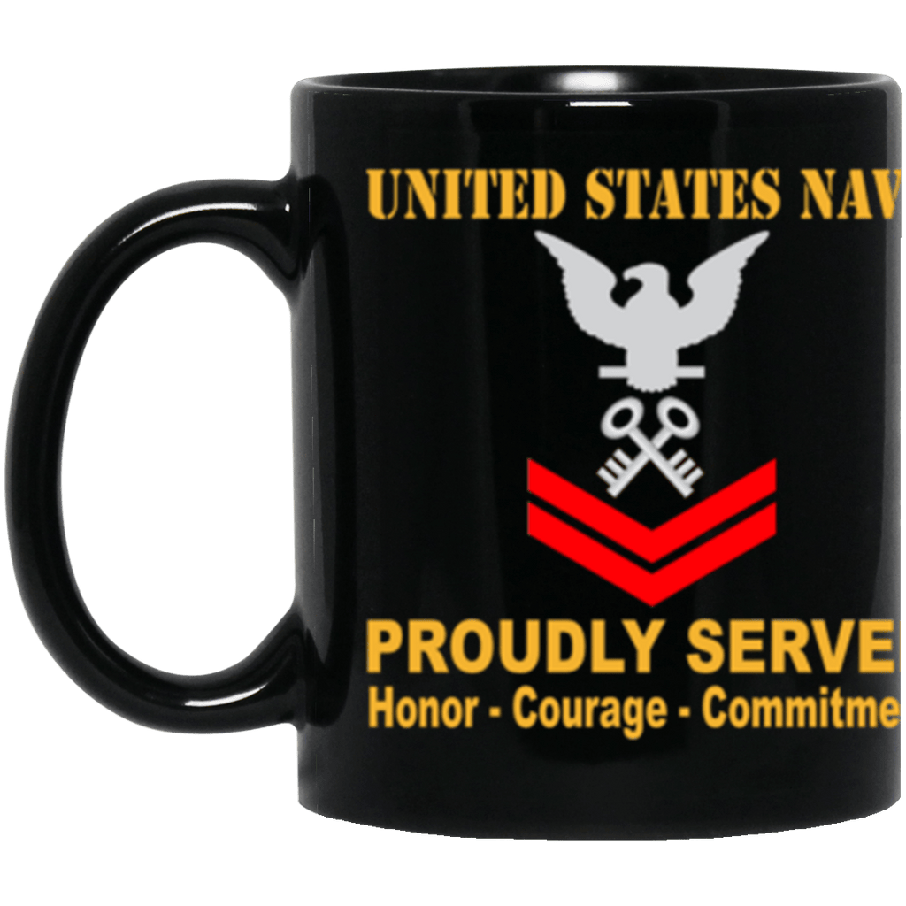 US Navy Storekeeper Navy SK E-5 Red Stripe 11 oz. Black Mug-Drinkware-Veterans Nation