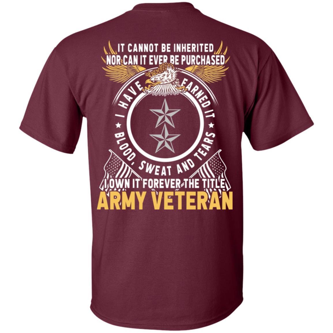 US Army O-8 Major General O8 MG General Officer Ranks T-Shirt For Men On Back-TShirt-Army-Veterans Nation