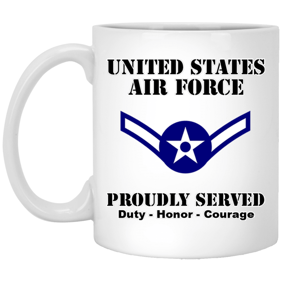 US Air Force E-2 Airman Amn E2 Ranks Enlisted Airman Ranks White Coffee Mug - Stainless Travel Mug-Mug-USAF-Ranks-Veterans Nation