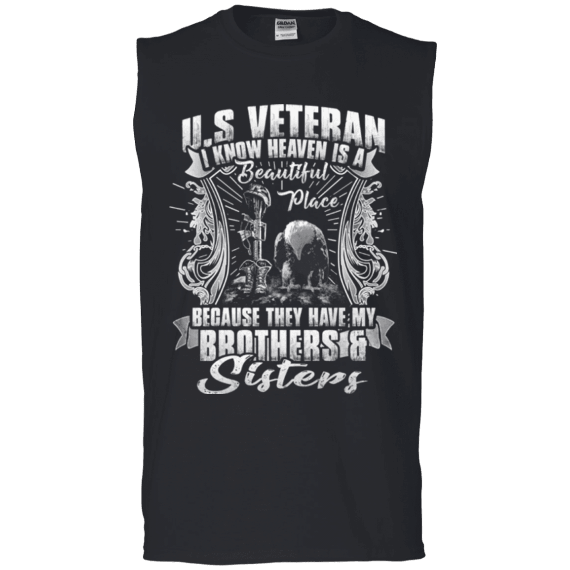 Military T-Shirt "HEAVEN IS THE BEAUTIFUL PLACE WITH BROTHERS AND SISTERS VETERAN"-TShirt-General-Veterans Nation