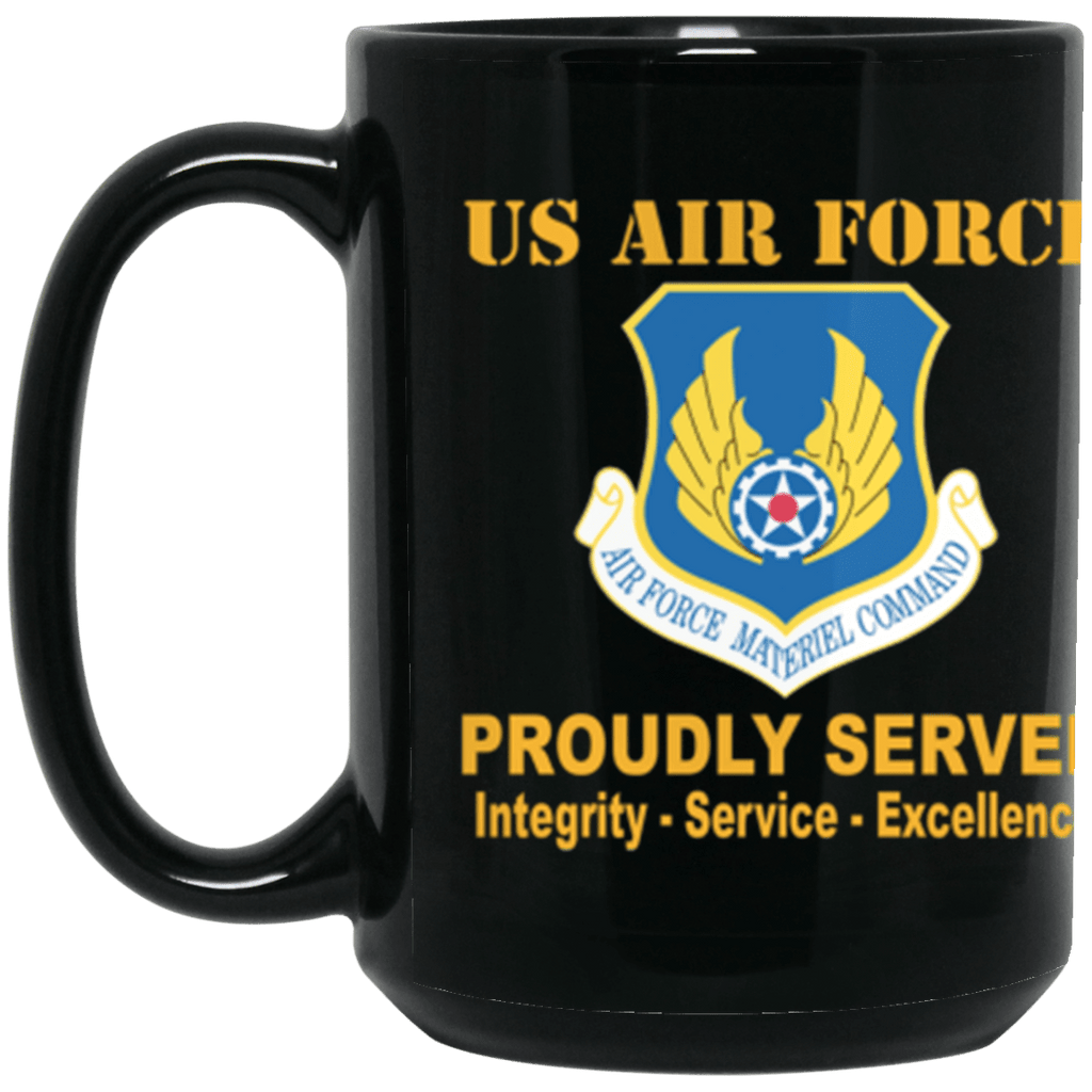 US Air Force Materiel Command Proudly Served Core Values 15 oz. Black Mug-Drinkware-Veterans Nation