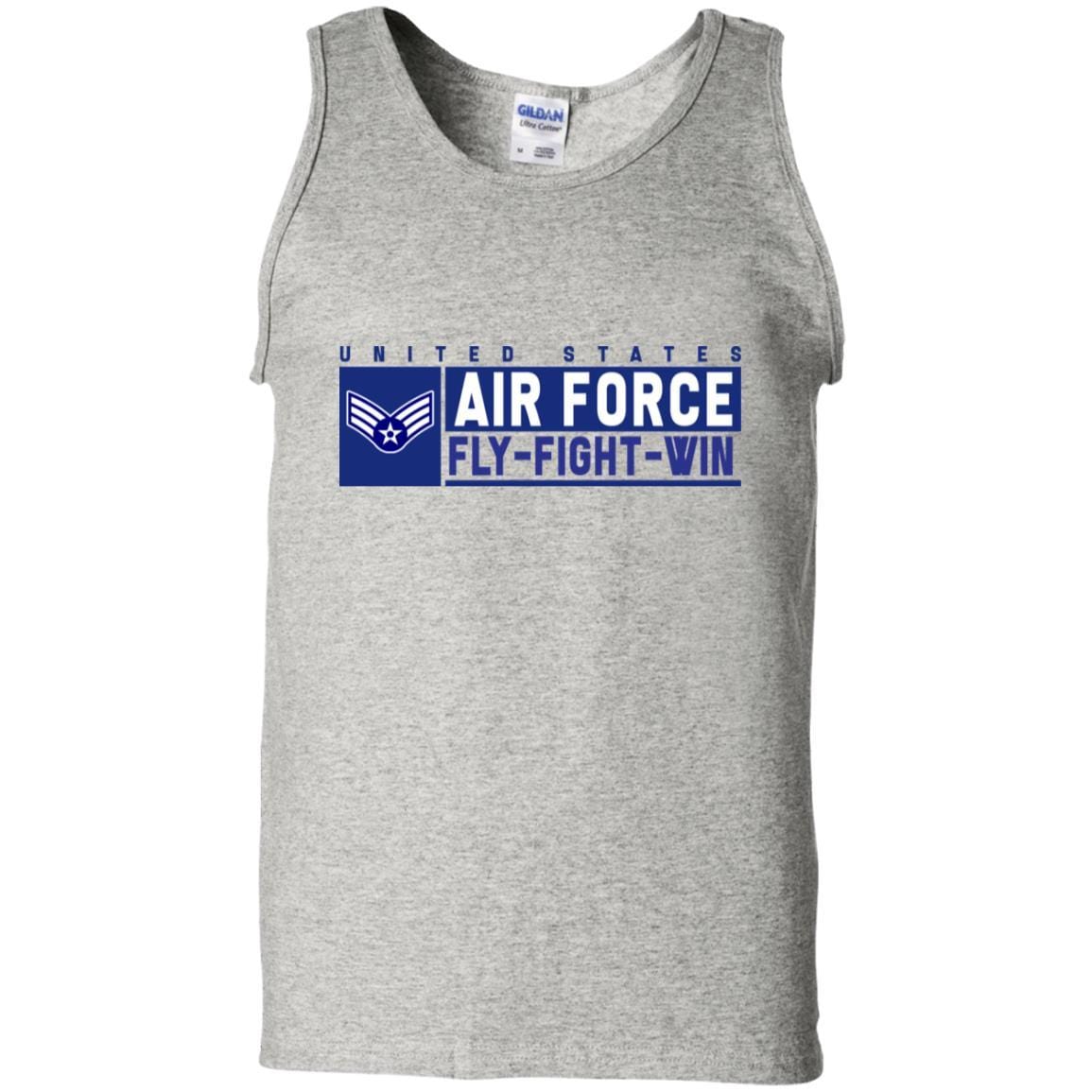 US Air Force E-4 Senior Airman Fly - Fight - Win T-Shirt On Front For Men-TShirt-USAF-Veterans Nation