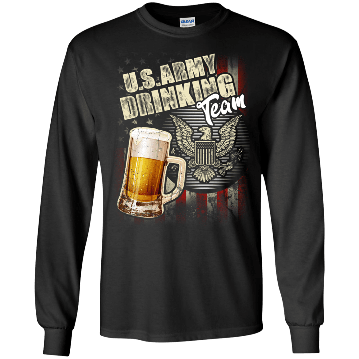US Army Drinking Bear Team Front T Shirts-TShirt-Army-Veterans Nation