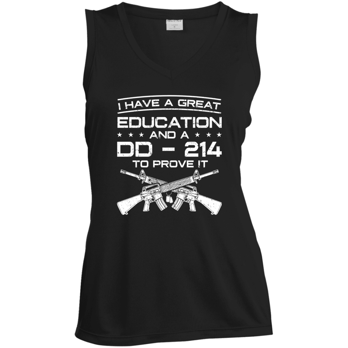 Military T-Shirt "I Have A Great Education And A DD 214 To Prove It - Women" Front-TShirt-General-Veterans Nation