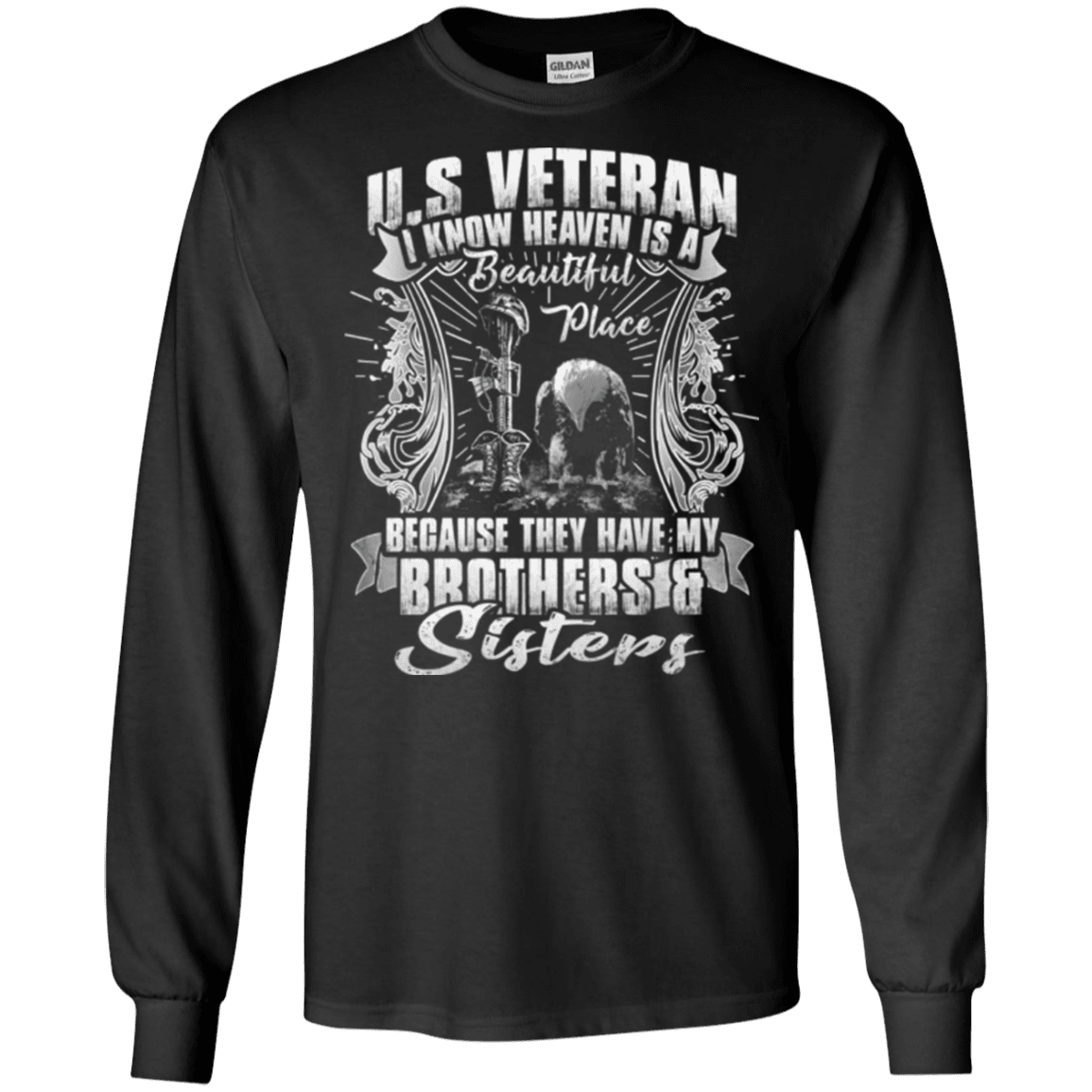 Military T-Shirt "HEAVEN IS THE BEAUTIFUL PLACE WITH BROTHERS AND SISTERS VETERAN"-TShirt-General-Veterans Nation