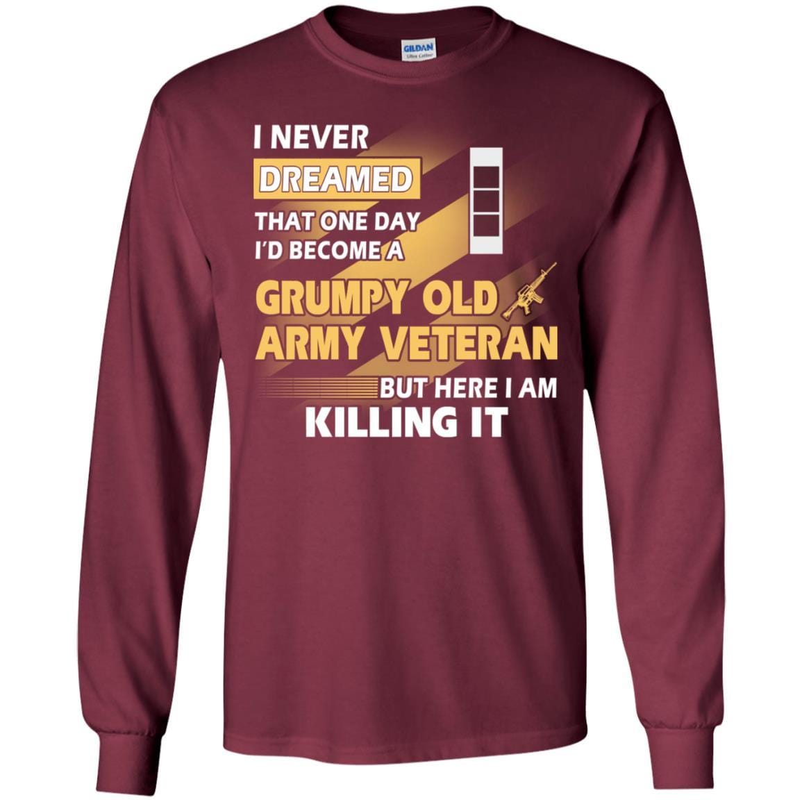 US Army T-Shirt "Grumpy Old Veteran" W-3 Chief Warrant Officer 3(CW3) On Front-TShirt-Army-Veterans Nation