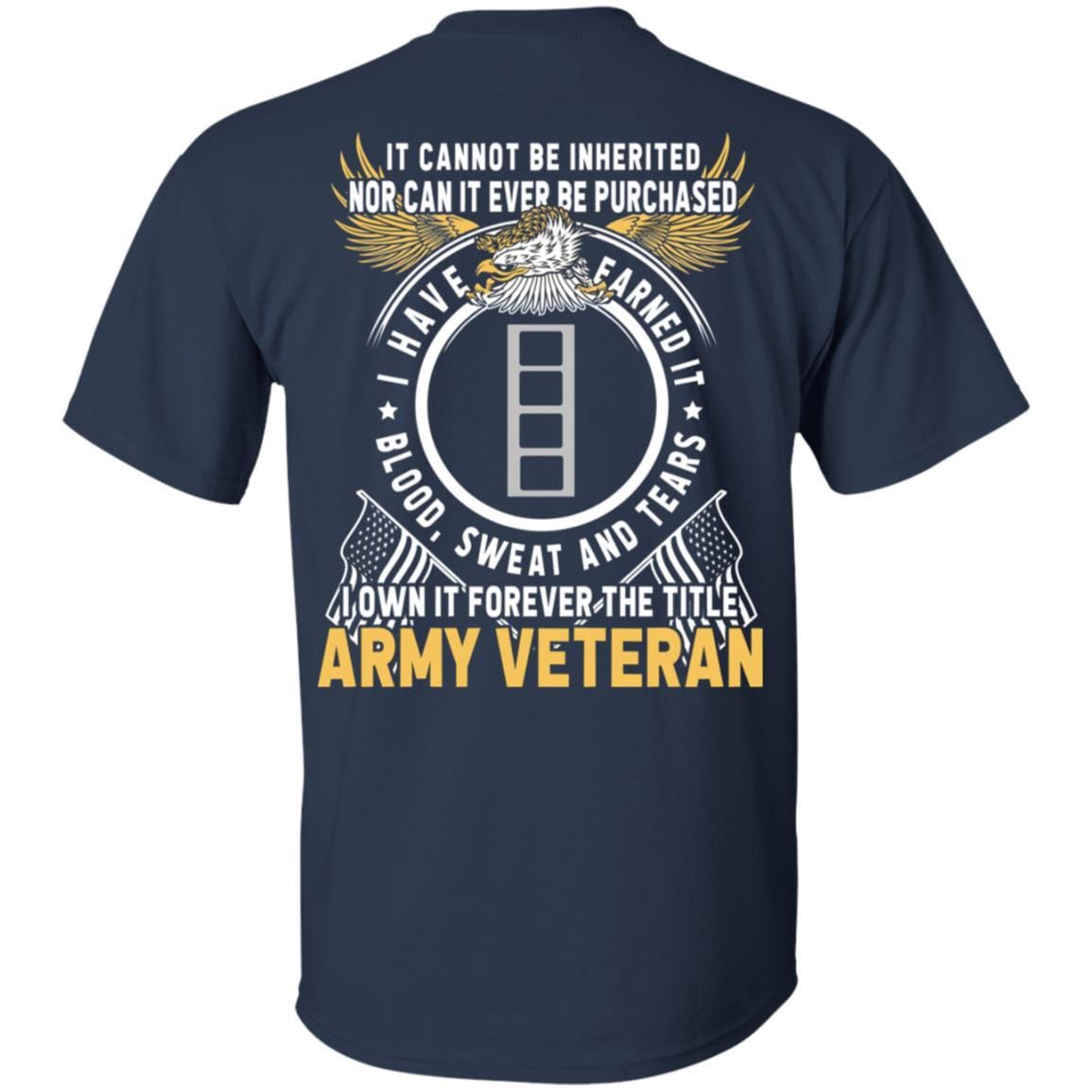 US Army W-4 Chief Warrant Officer 4 W4 CW4 Warrant Officer Ranks T-Shirt For Men On Back-TShirt-Army-Veterans Nation