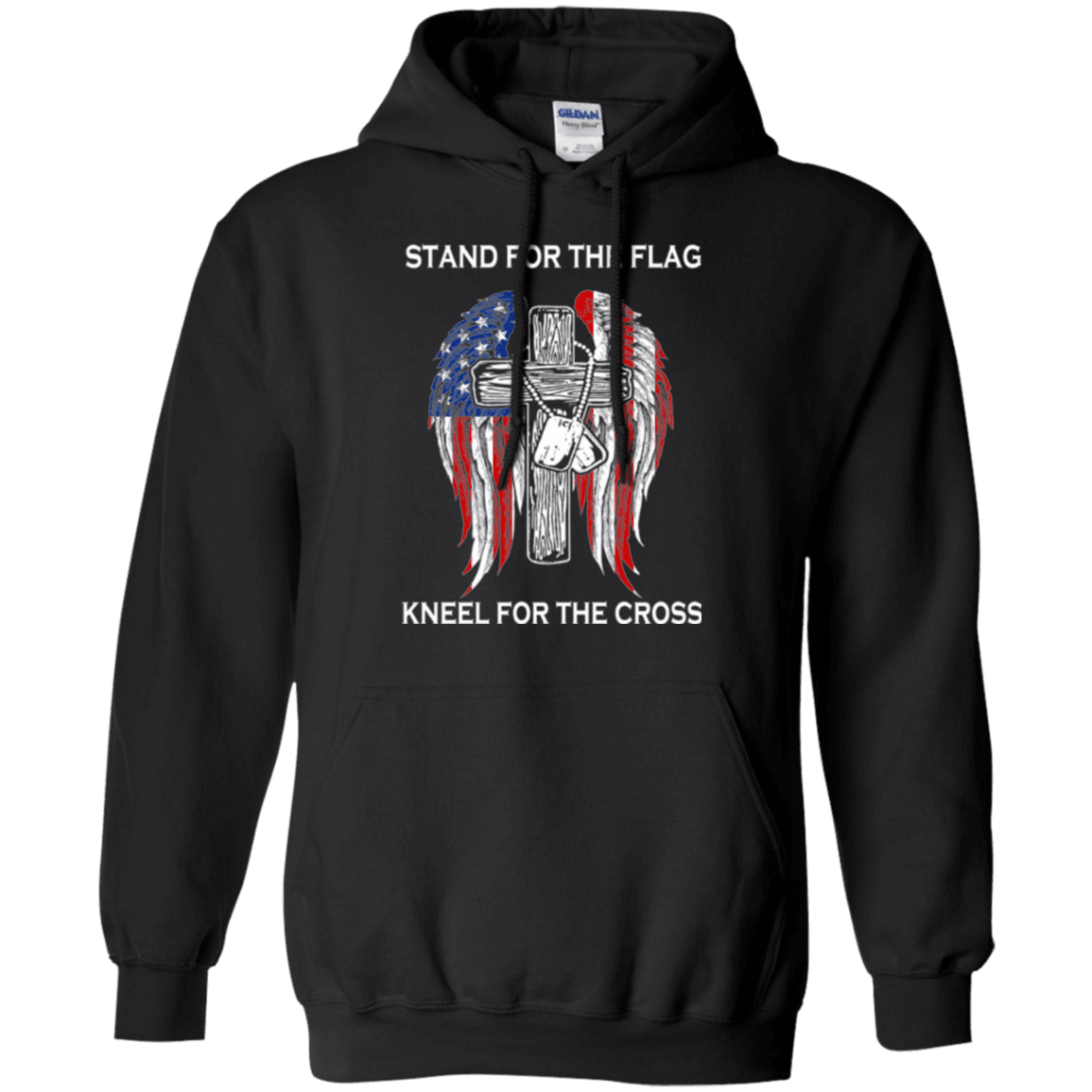 Military T-Shirt "Stand For The Flag Kneel For The Cross"-TShirt-General-Veterans Nation