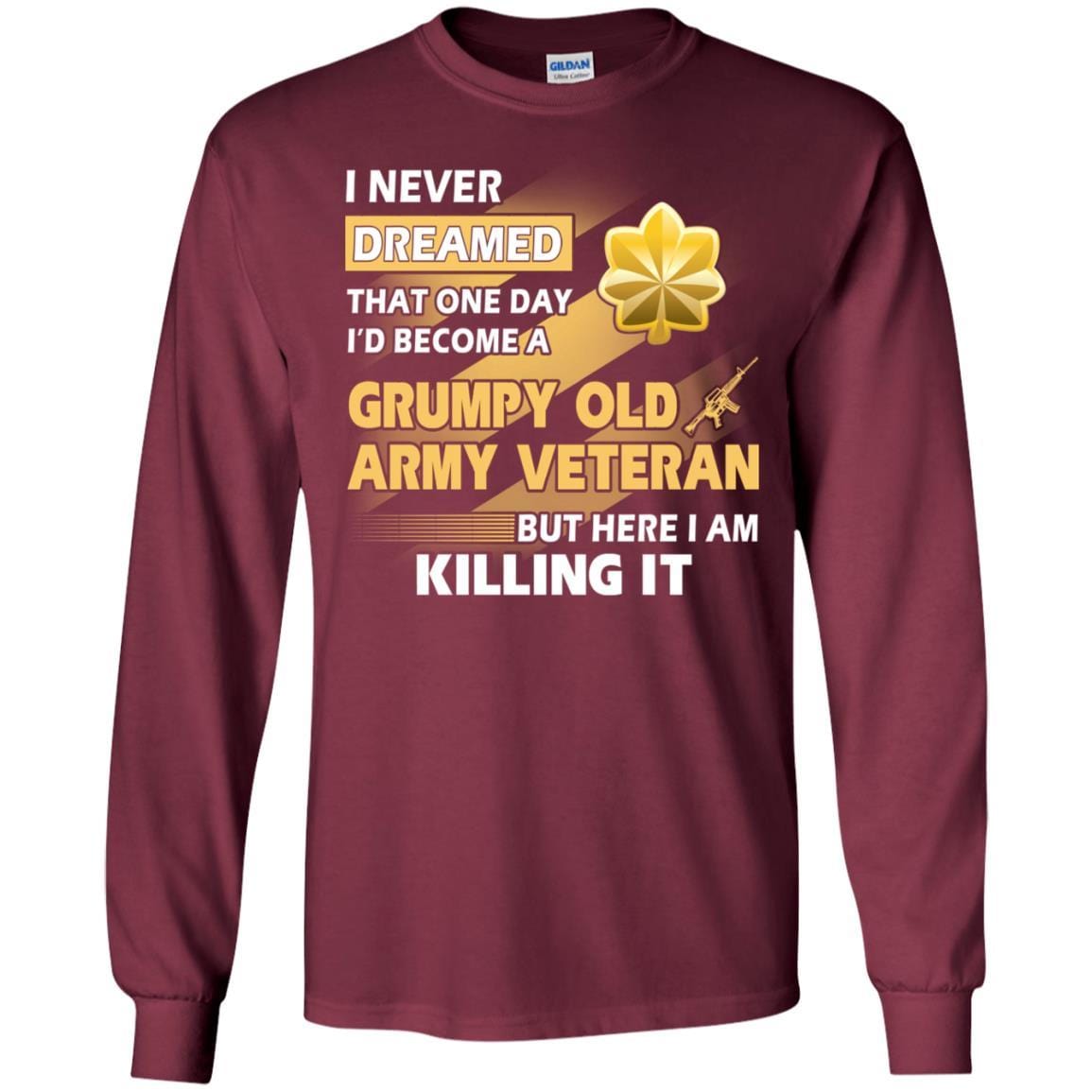 US Army T-Shirt "Grumpy Old Veteran" O-4 Major(MAJ) On Front-TShirt-Army-Veterans Nation