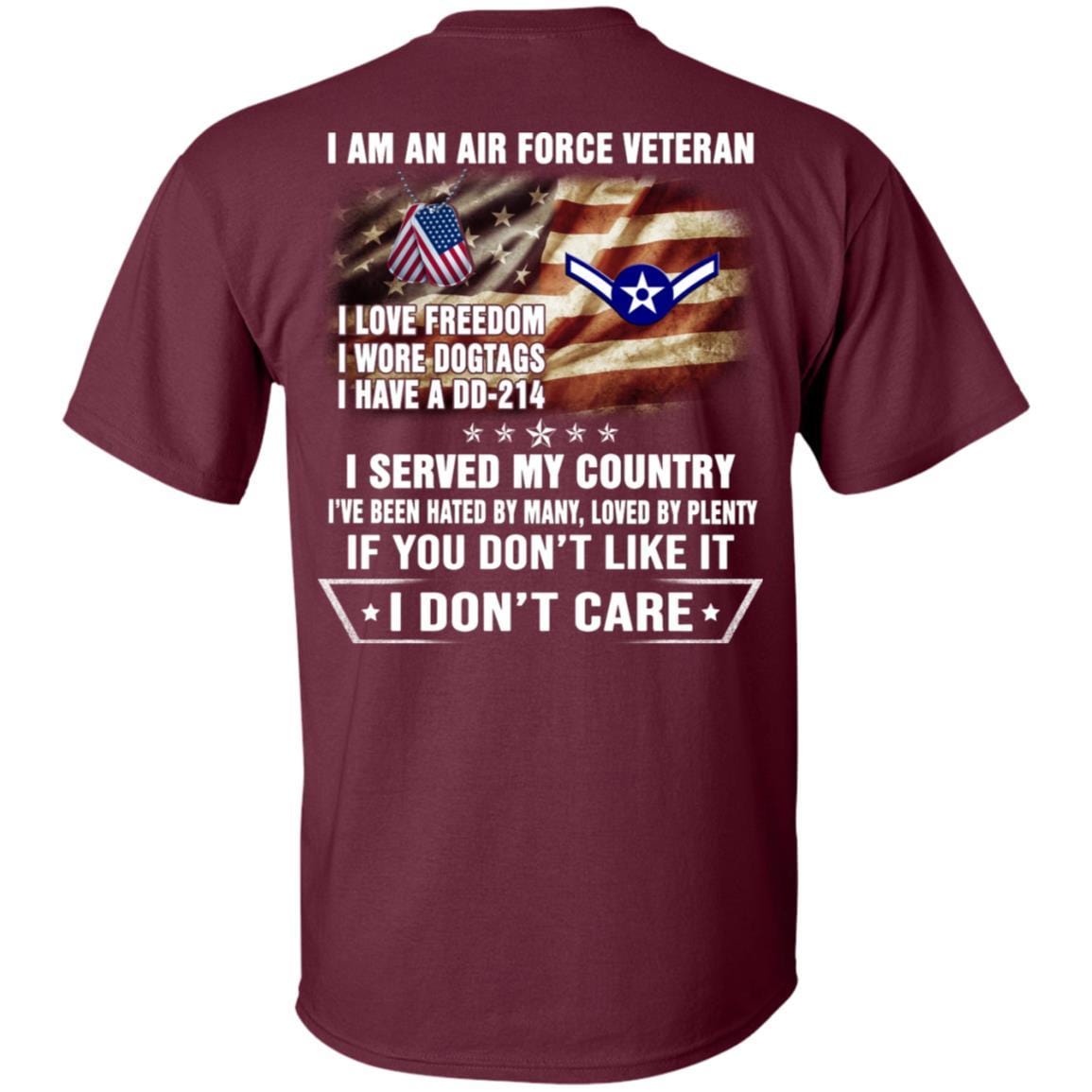 I Am An Air Force E-2 Airman Amn E2 Ranks Enlisted Airman Rank Veteran T-Shirt On Back-TShirt-USAF-Veterans Nation