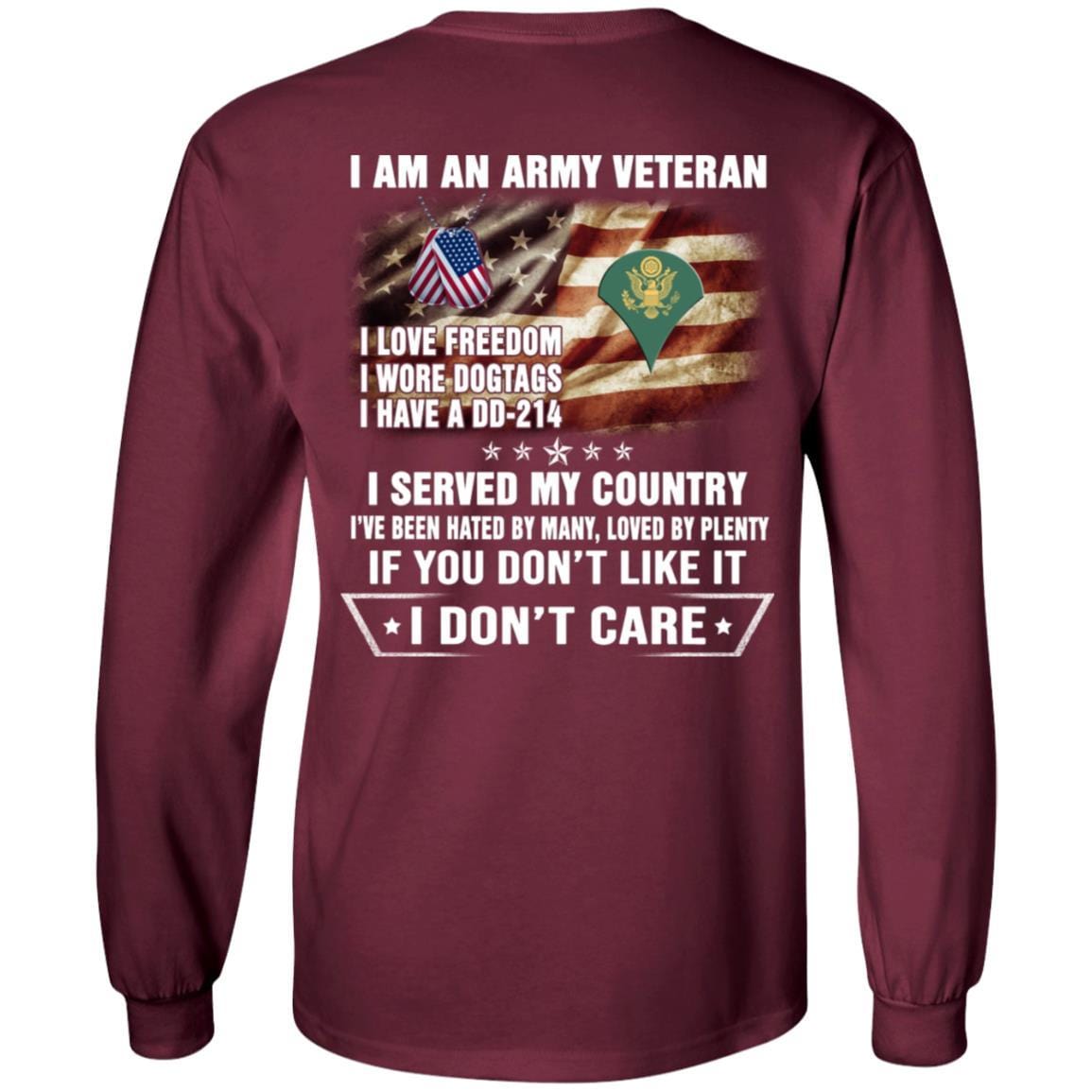 T-Shirt "I Am An Army Veteran" E-4 SPC(SP4)Rank On Back-TShirt-Army-Veterans Nation