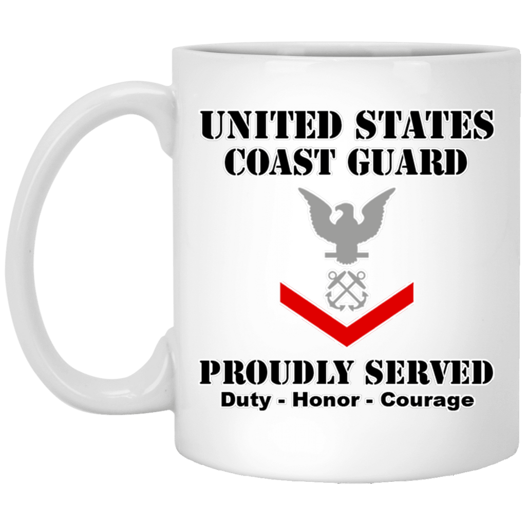 US Coast Guard E-4 Petty Officer Third Class E4 PO3 Petty Officer Ranks White Coffee Mug - Stainless Travel Mug-Mug-USCG-Collar-Veterans Nation