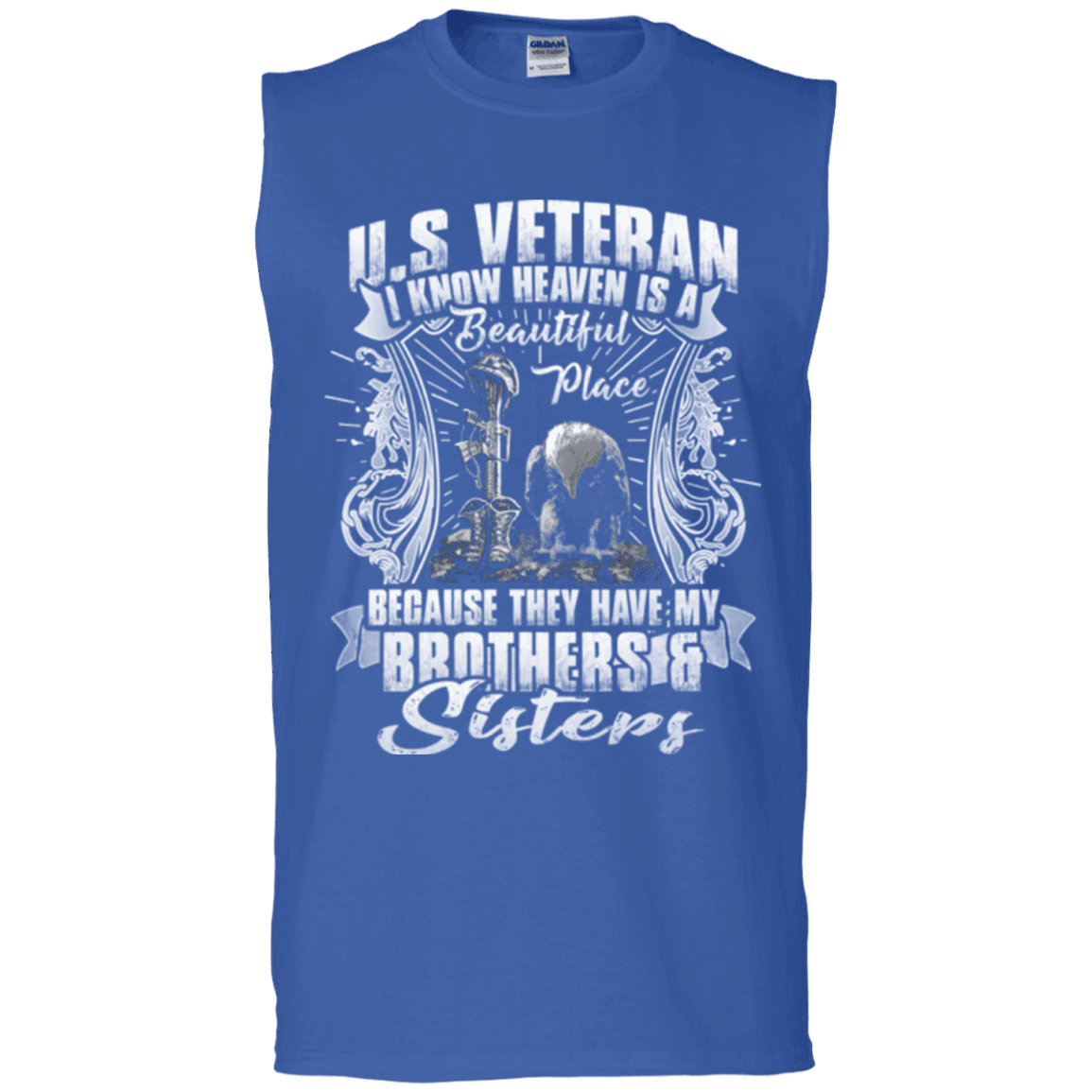 Military T-Shirt "HEAVEN IS THE BEAUTIFUL PLACE WITH BROTHERS AND SISTERS VETERAN"-TShirt-General-Veterans Nation