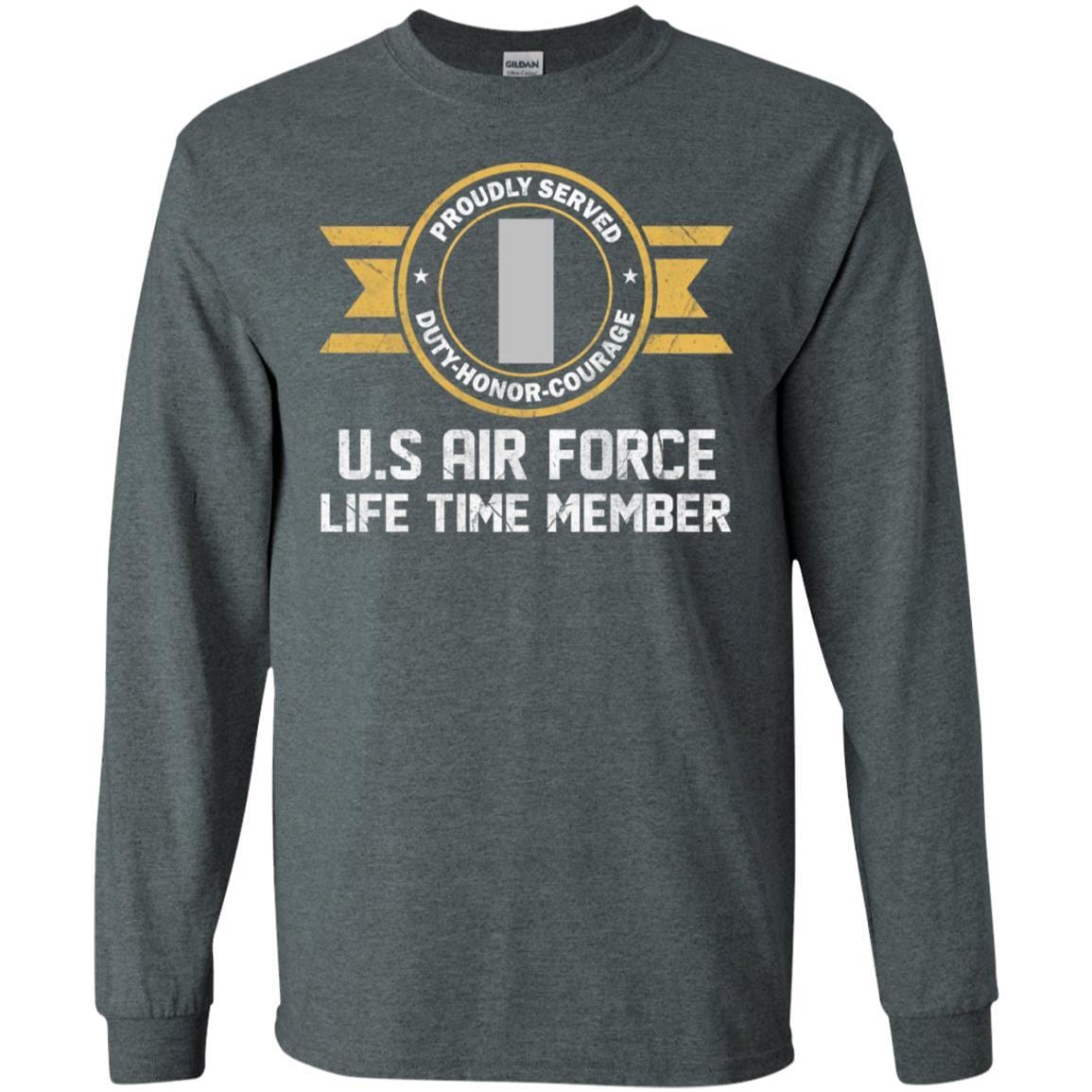 Life time member-US Air Force O-2 First Lieutenant 1st L O2 Commissioned Officer Ranks Men T Shirt On Front-TShirt-USAF-Veterans Nation